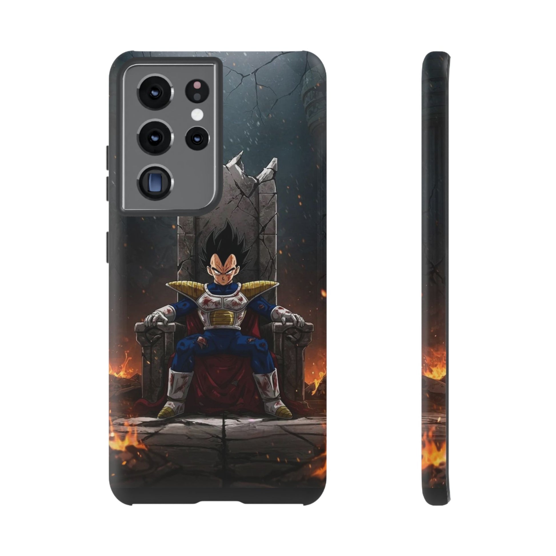 Vegeta on Throne DBZ Theme Tough Cases for iPhones, Samsung, and Pixel