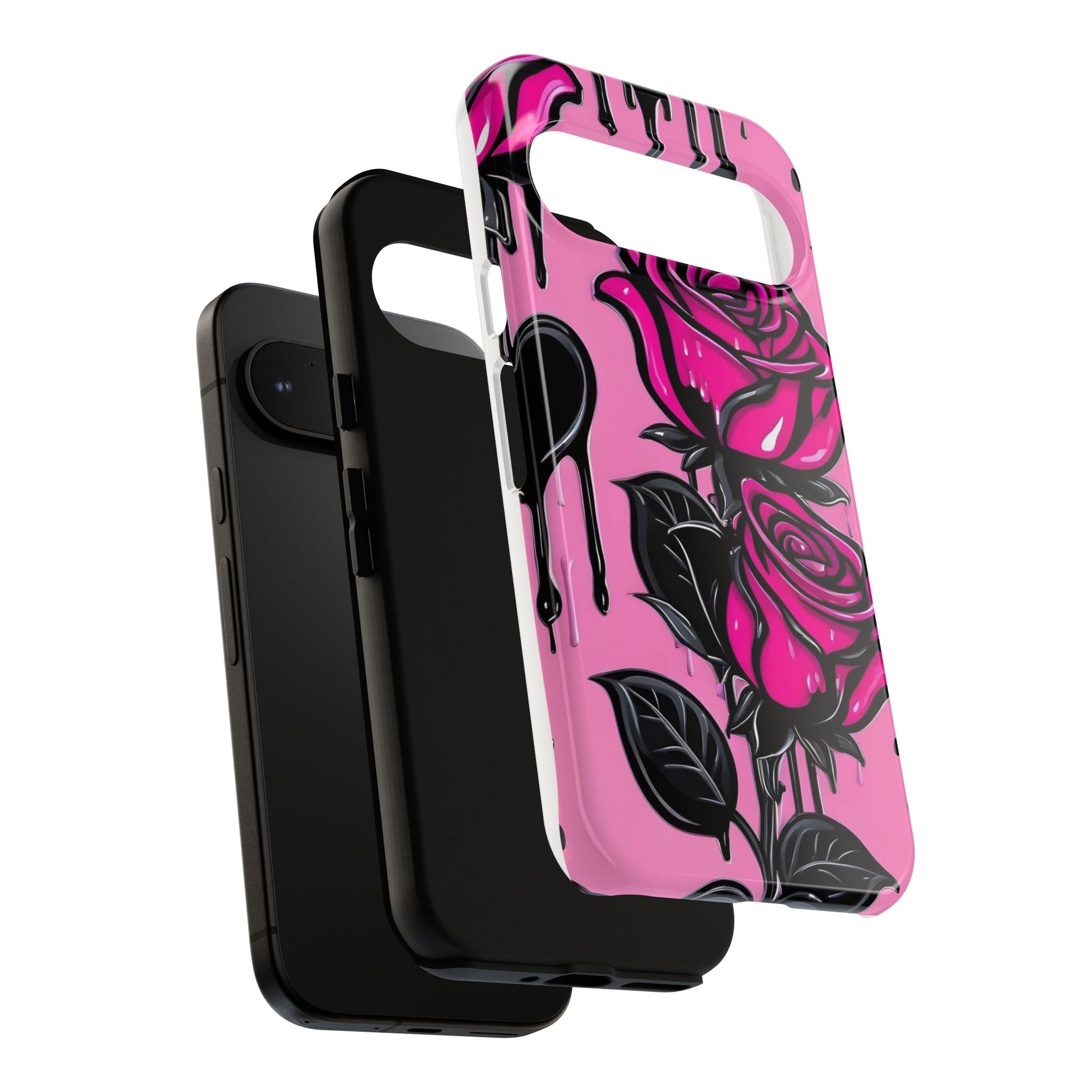 Pink Rose Tough Girly Cases for iPhones, Samsung, and Pixel