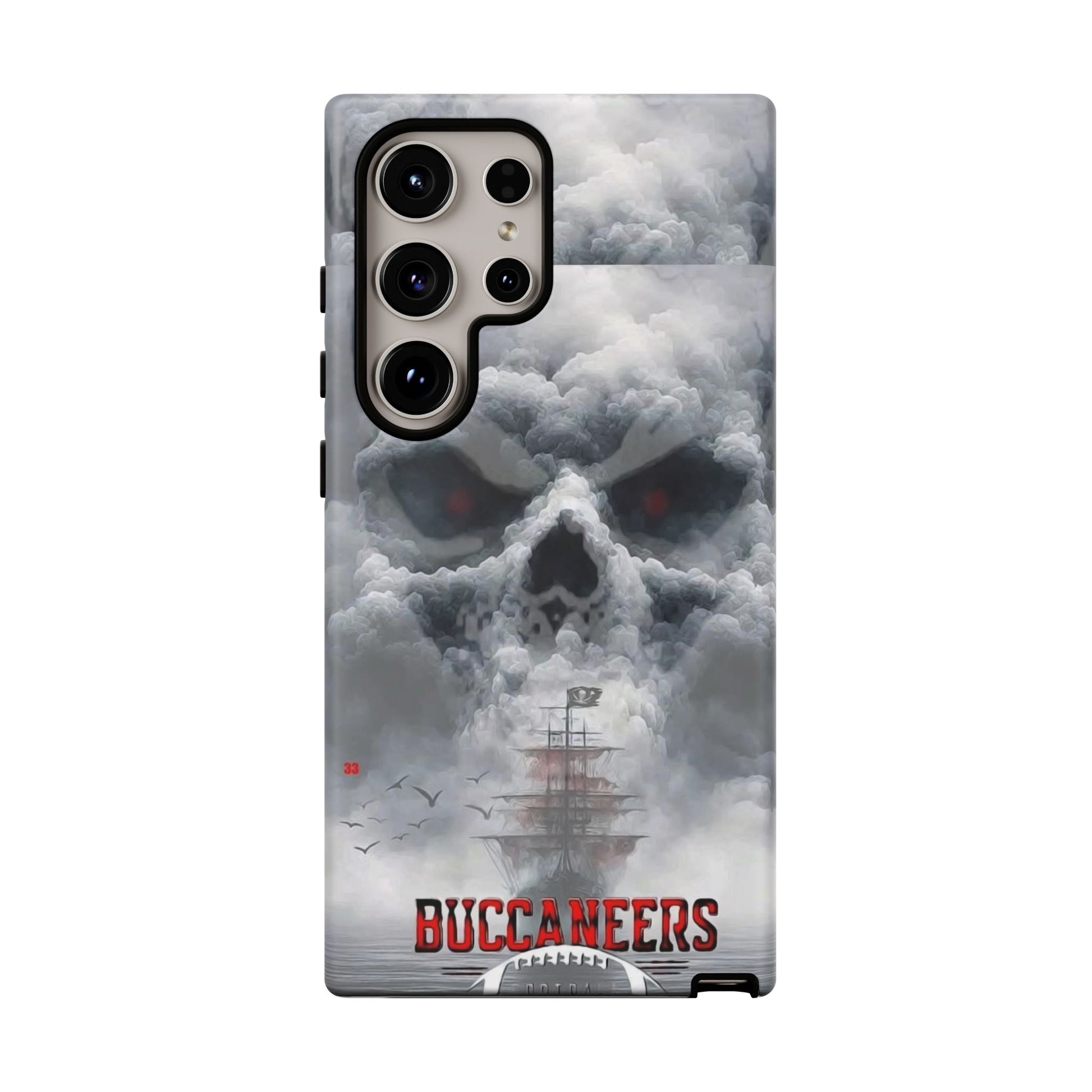 Skull Pirate Ship Football Buccaneers Tough Cases for iPhones, Samsung, and Pixel