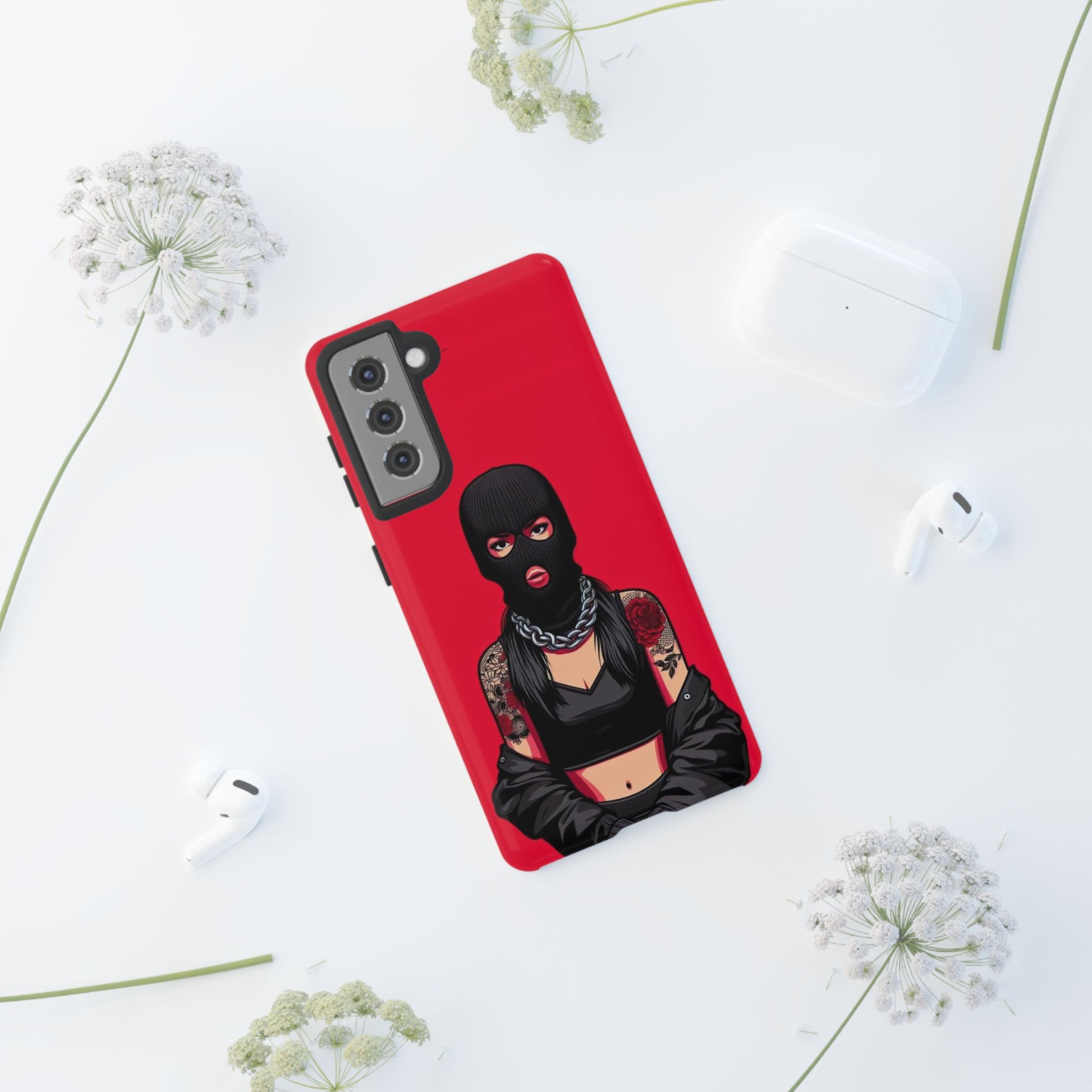 Thug Girl Red Design Tough Cases for iPhones, Samsung, and Pixel