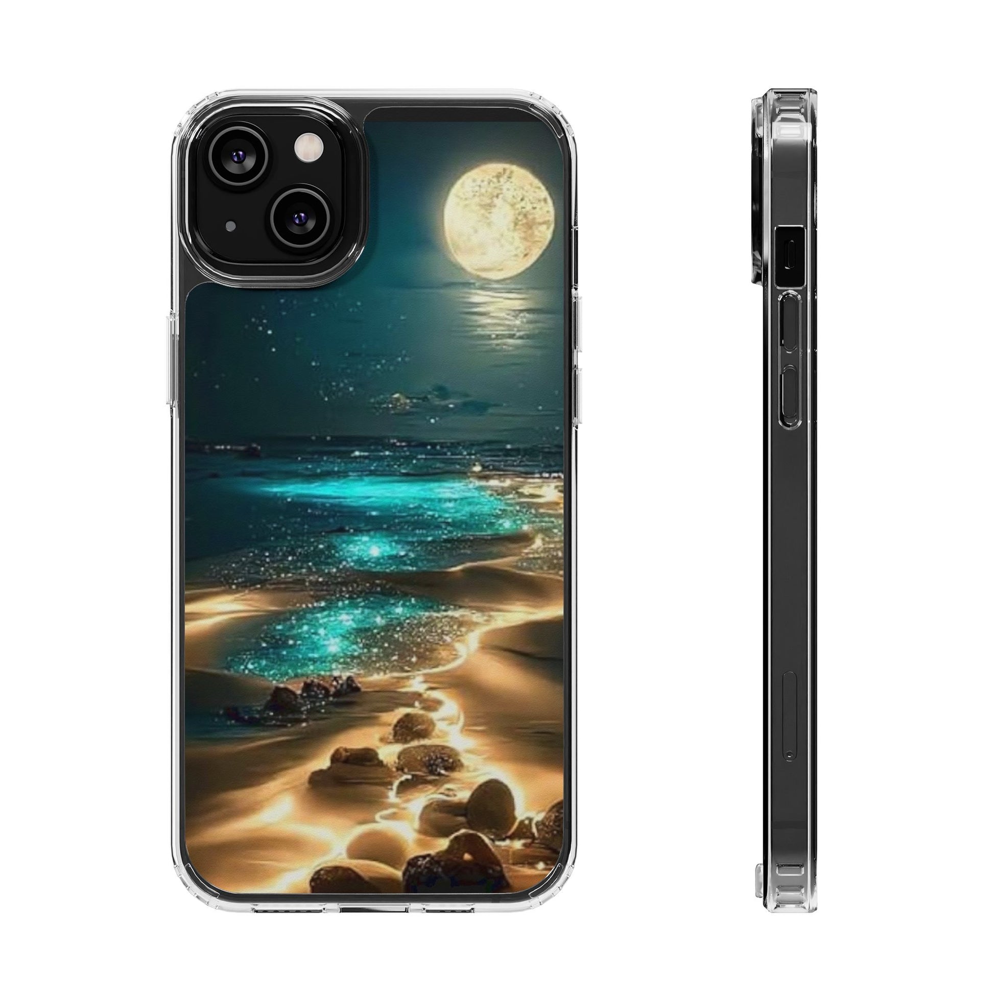 Neon Moonlight on the Beach Iphone, Samsung case