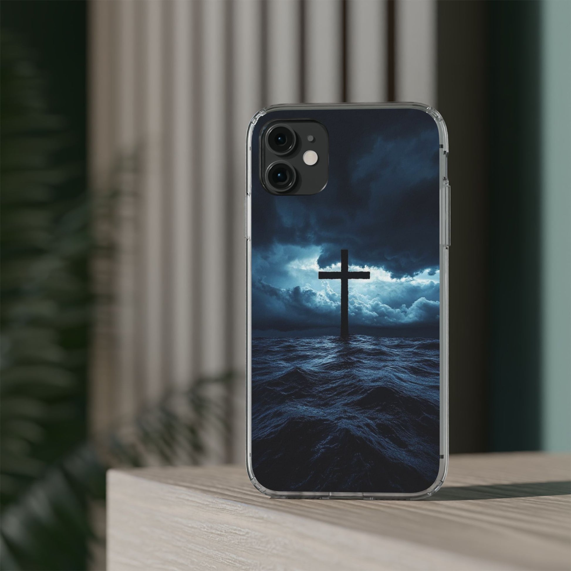 Christian Cross Storm Clear Case - Religious iPhone Samsung Cover, Faith Phone