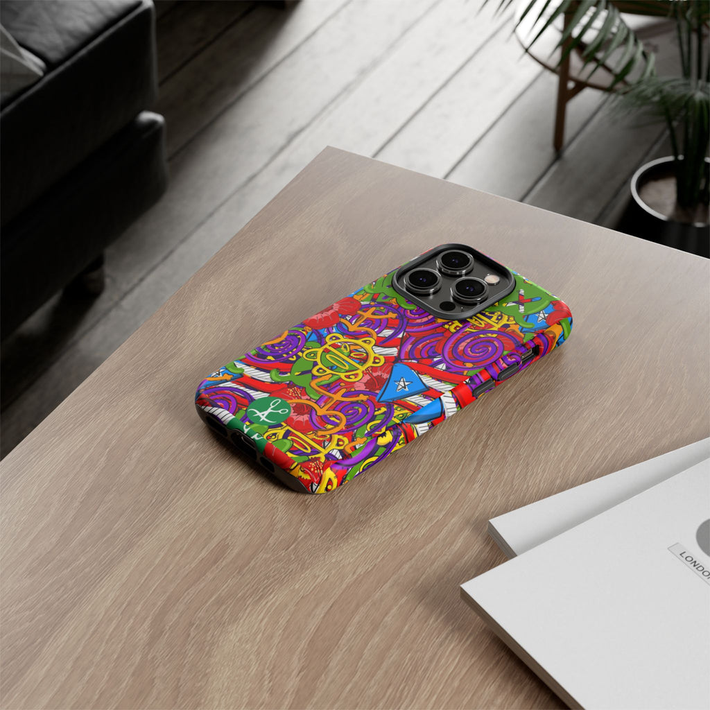 Puerto Rico Taino Tribal Art Tough Cases for iPhones, Samsung, and Pixel