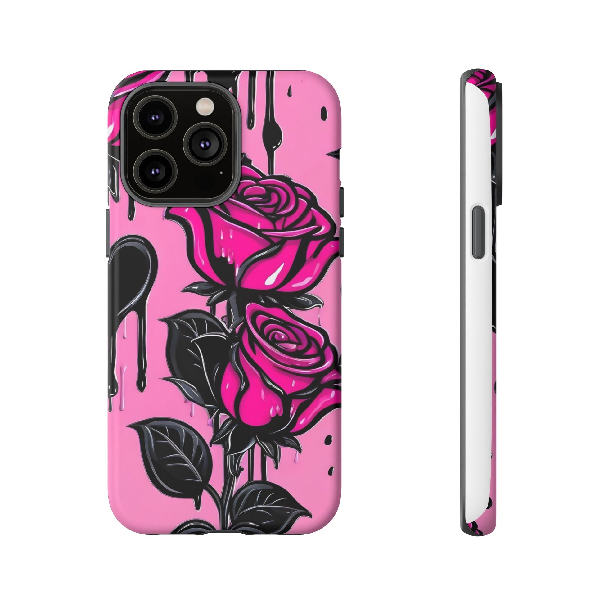 Pink Rose Tough Girly Cases for iPhones, Samsung, and Pixel