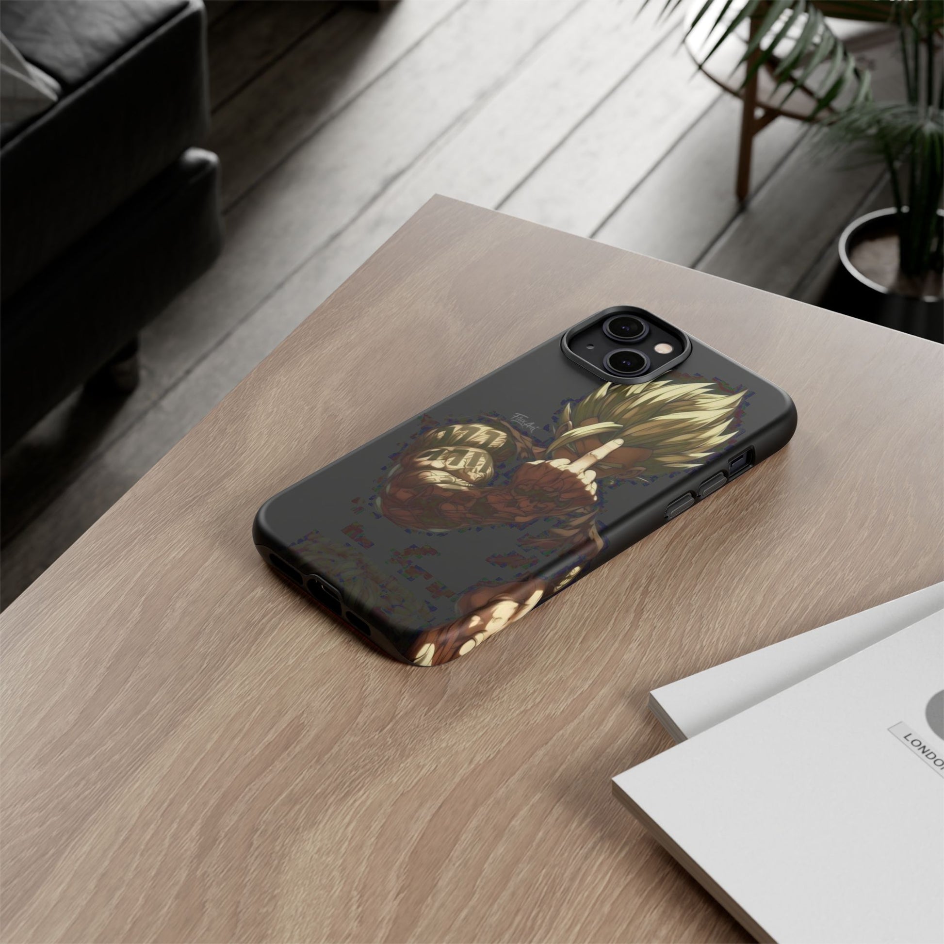 Middle Finger SS Goku Dragon Ball Z Tough Cases for iPhones, Samsung, and Pixel