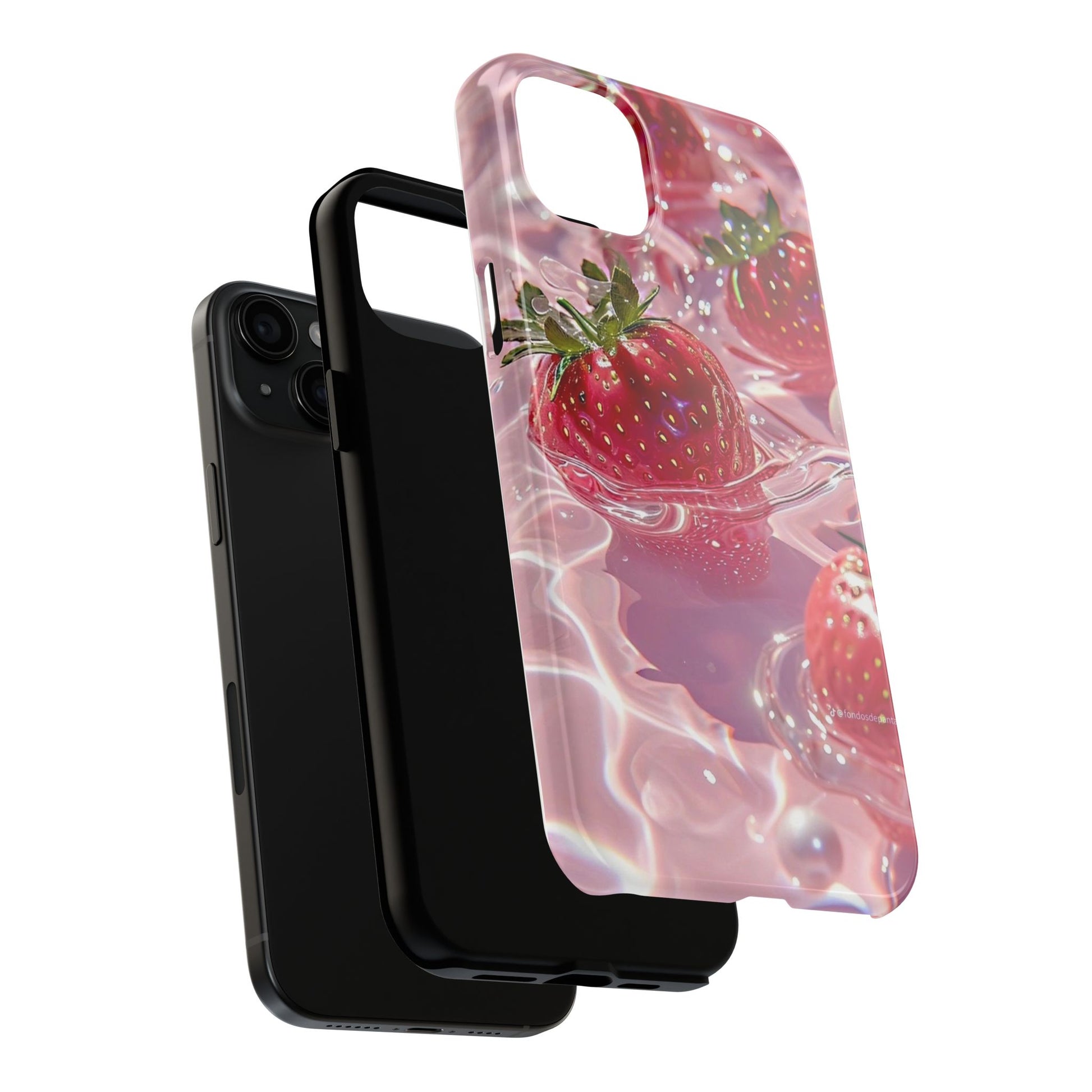 Floating Strawberries Themed Tough Phone Cases for Iphones & Samsung Phones