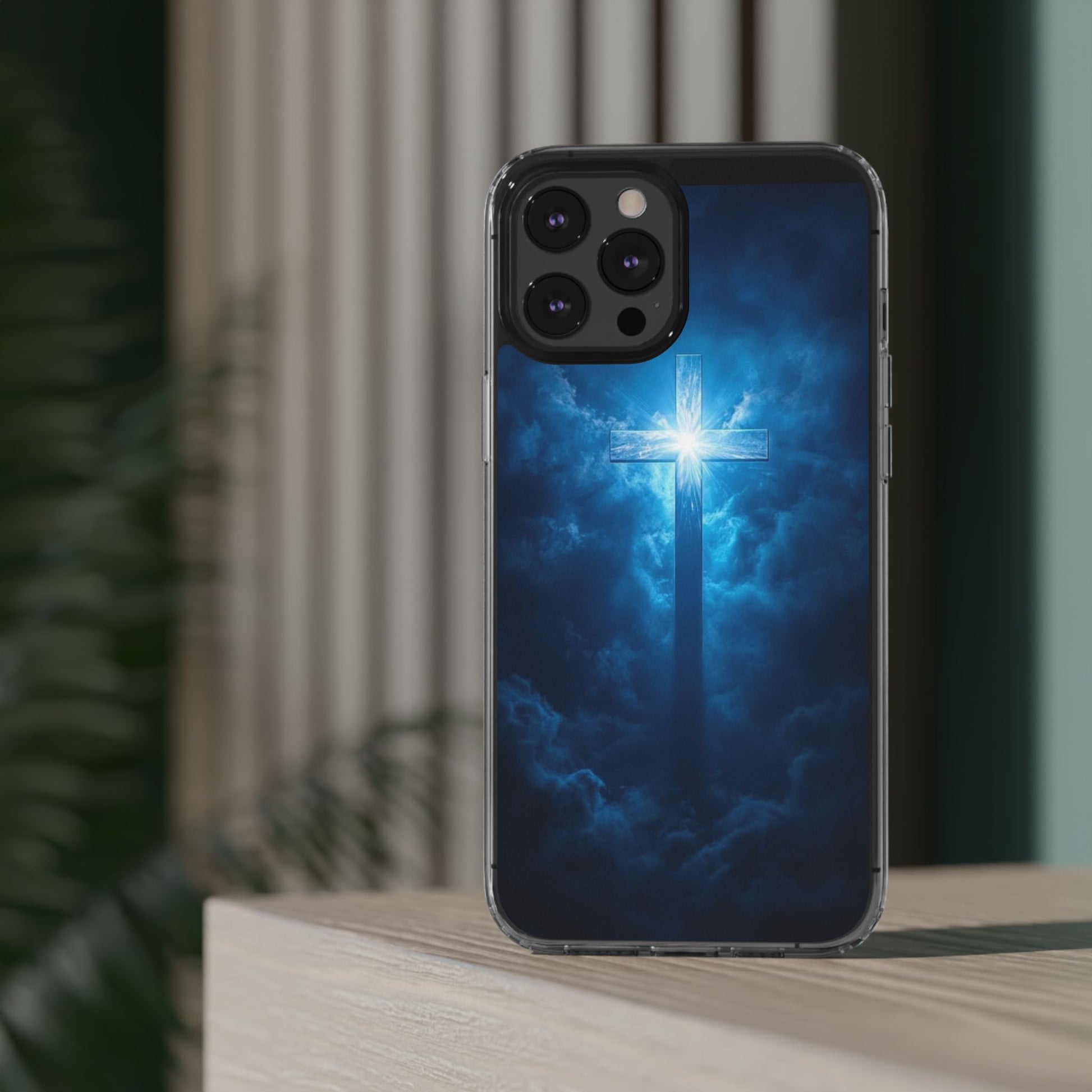 Religious Phone Case, Christian Cross in Clouds Art, Phone Accessories, Samsung