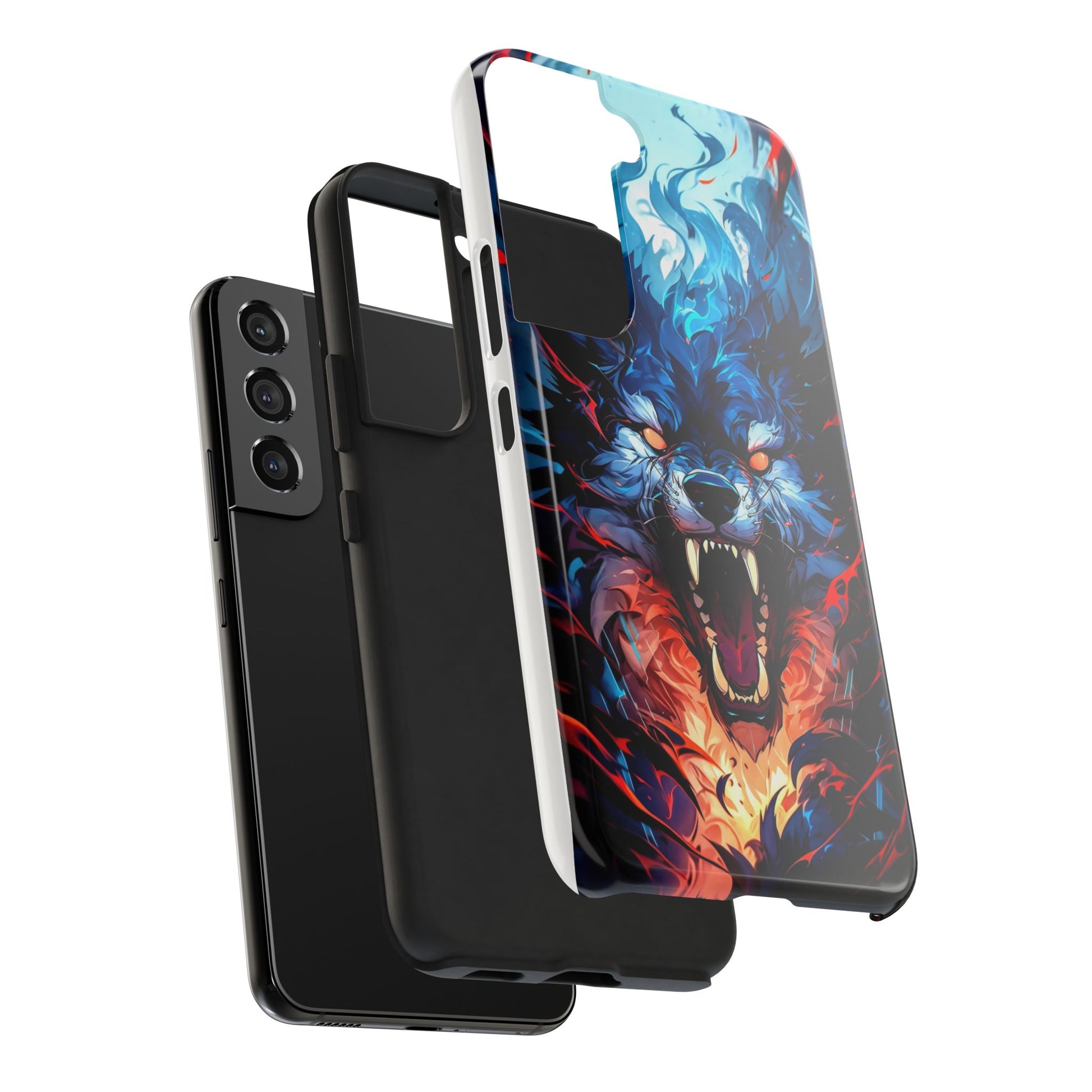 Aggressive Wolf Art Themed Tough Phone Cases for Iphones & Samsung Phones
