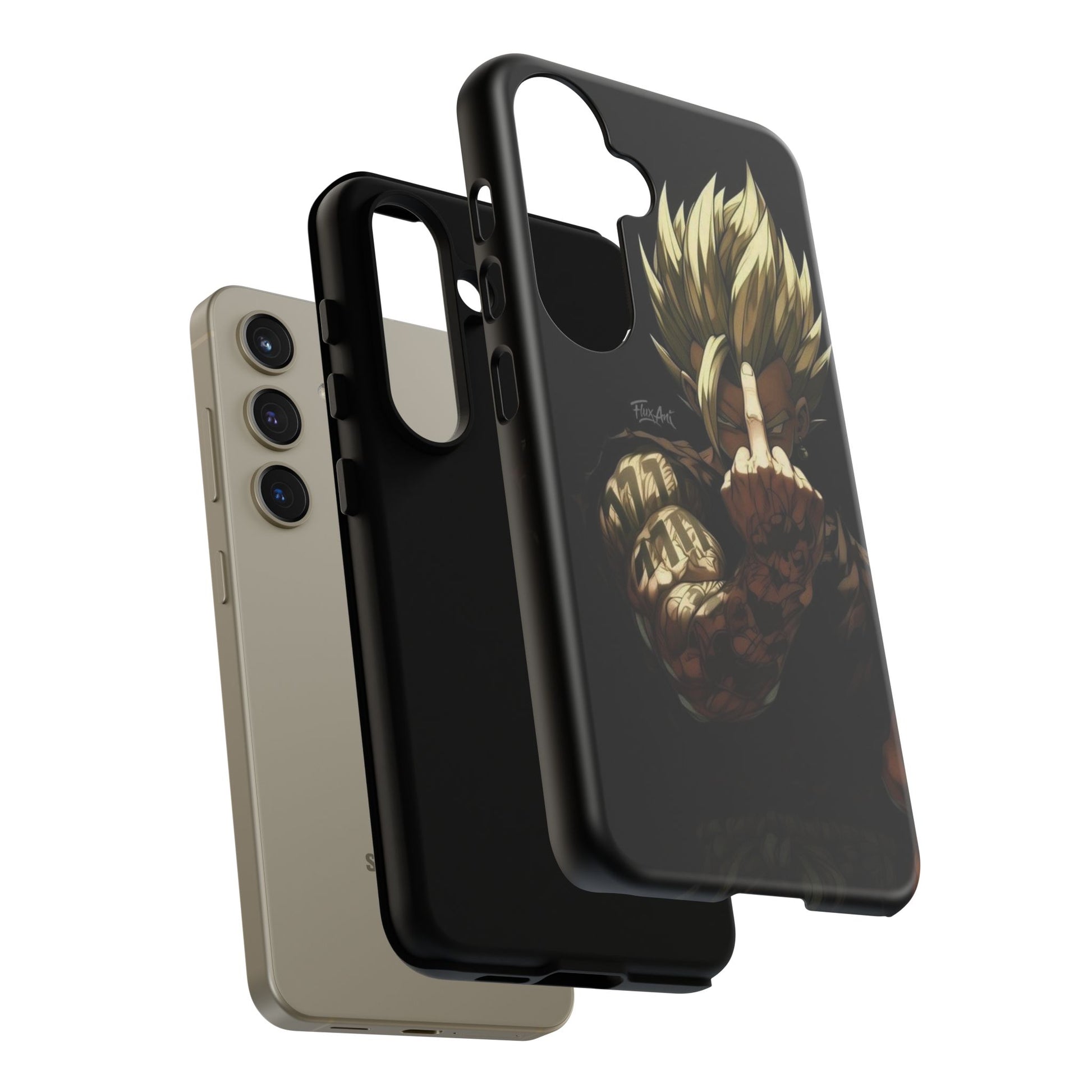 Middle Finger SS Goku Dragon Ball Z Tough Cases for iPhones, Samsung, and Pixel