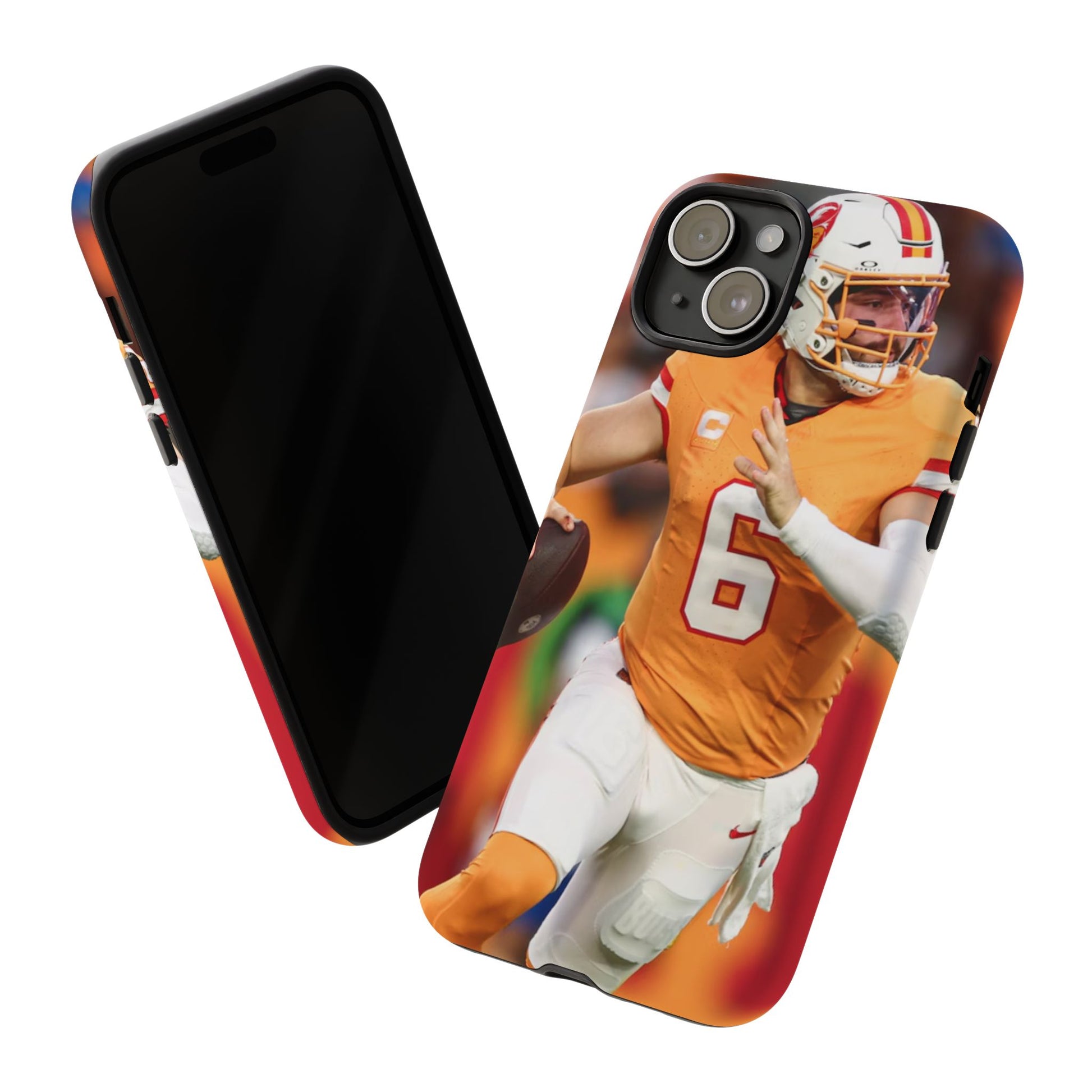Tampa Bay Buccaneers Baker Mayfield Football Tough Cases for iPhones, Samsung, and Pixel