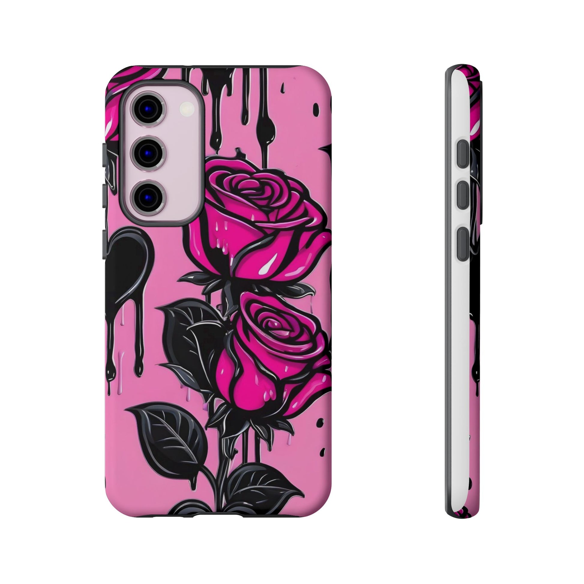 Pink Rose Tough Girly Cases for iPhones, Samsung, and Pixel