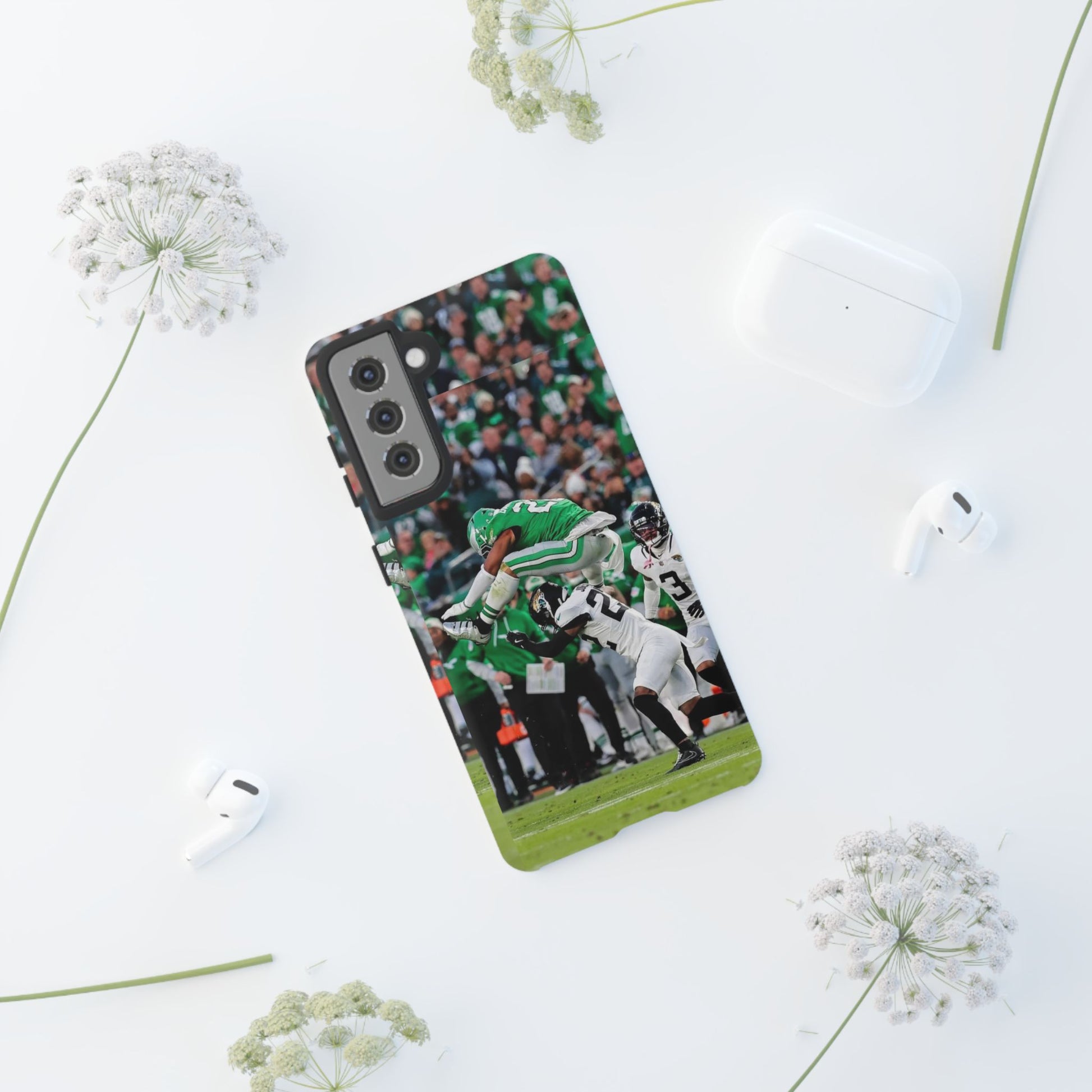 Saquon Barkley The Huddle Eagles Football Tough Cases for iPhones, Samsung, and Pixel
