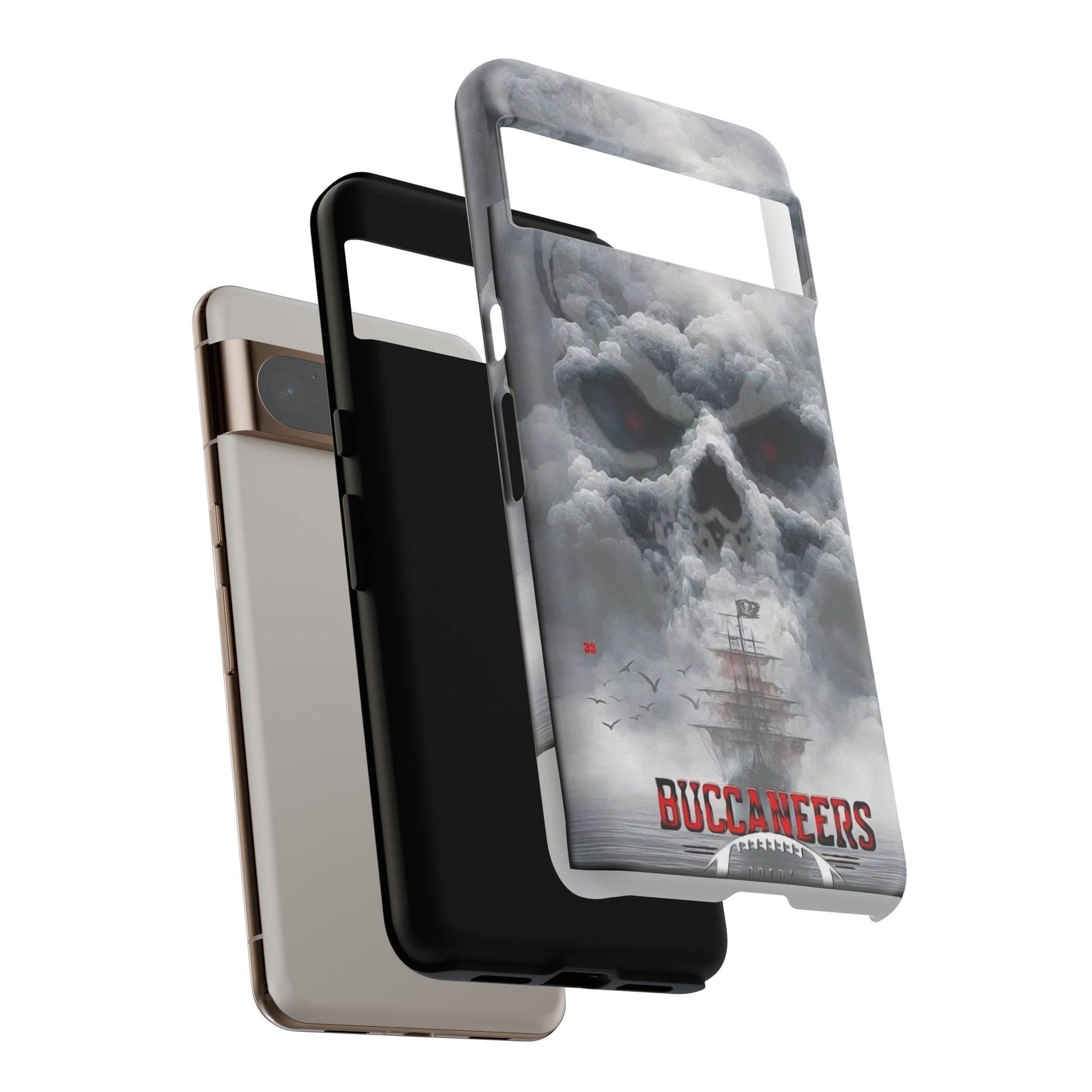 Skull Pirate Ship Football Buccaneers Tough Cases for iPhones, Samsung, and Pixel