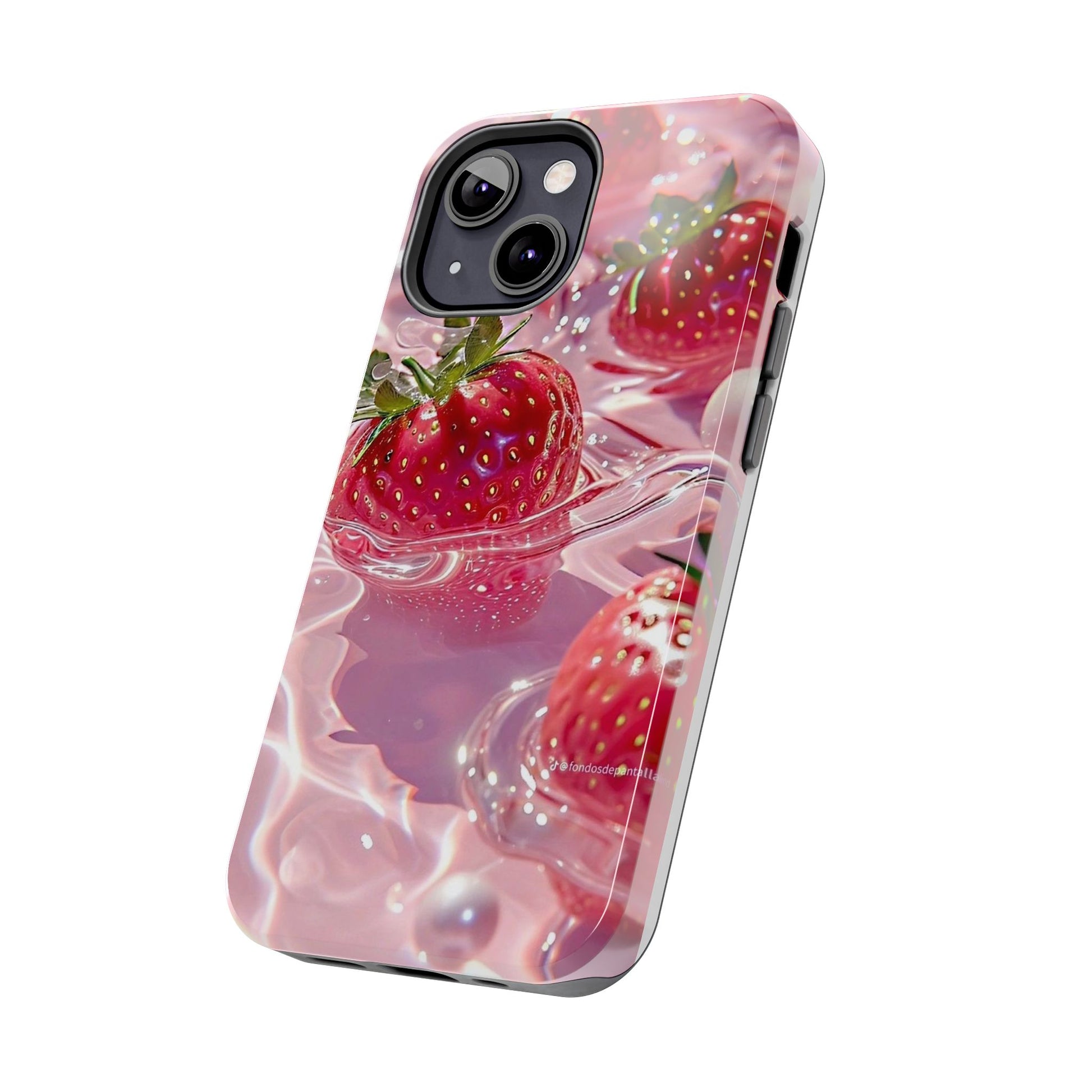 Floating Strawberries Themed Tough Phone Cases for Iphones & Samsung Phones
