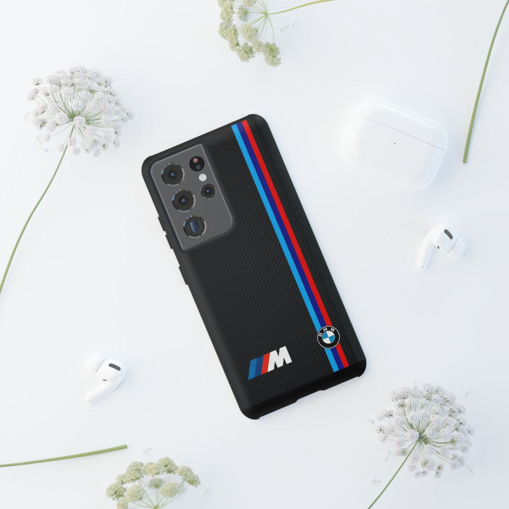 BMW M Stripes Carbon Fiber Design Tough Cases for iPhones, Samsung, and Pixel