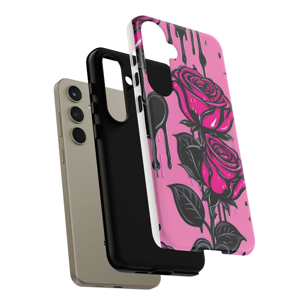 Pink Rose Tough Girly Cases for iPhones, Samsung, and Pixel