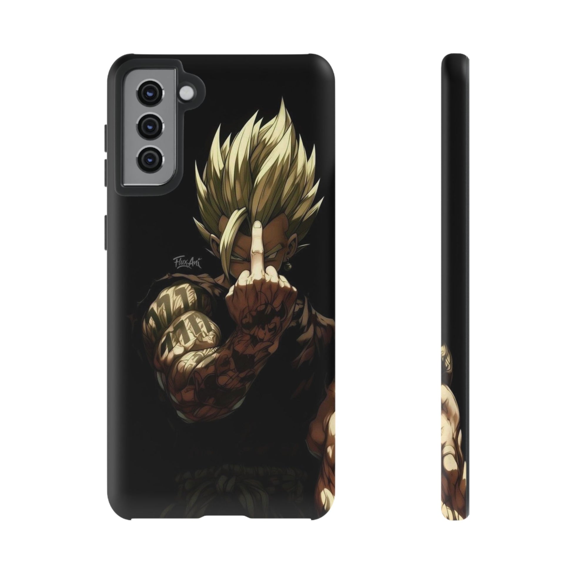 Middle Finger SS Goku Dragon Ball Z Tough Cases for iPhones, Samsung, and Pixel