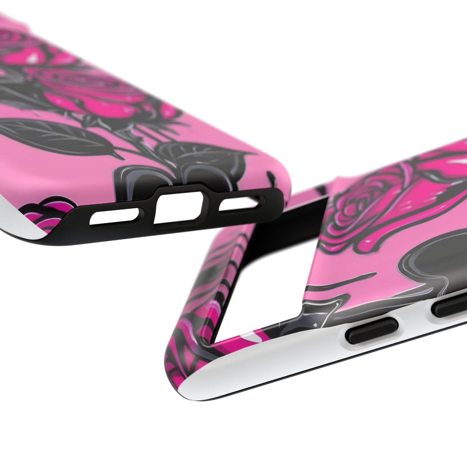 Pink Rose Tough Girly Cases for iPhones, Samsung, and Pixel