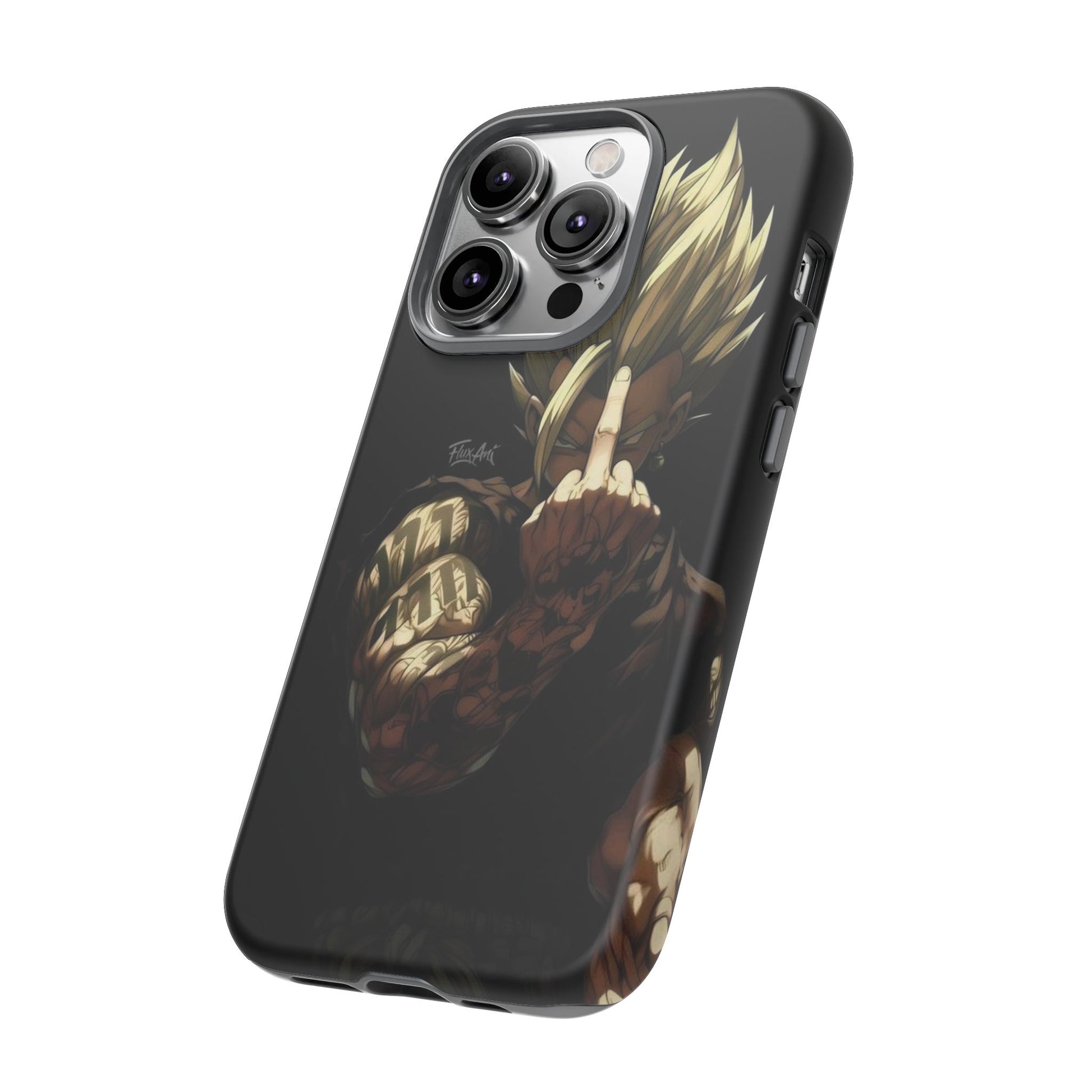 Middle Finger SS Goku Dragon Ball Z Tough Cases for iPhones, Samsung, and Pixel