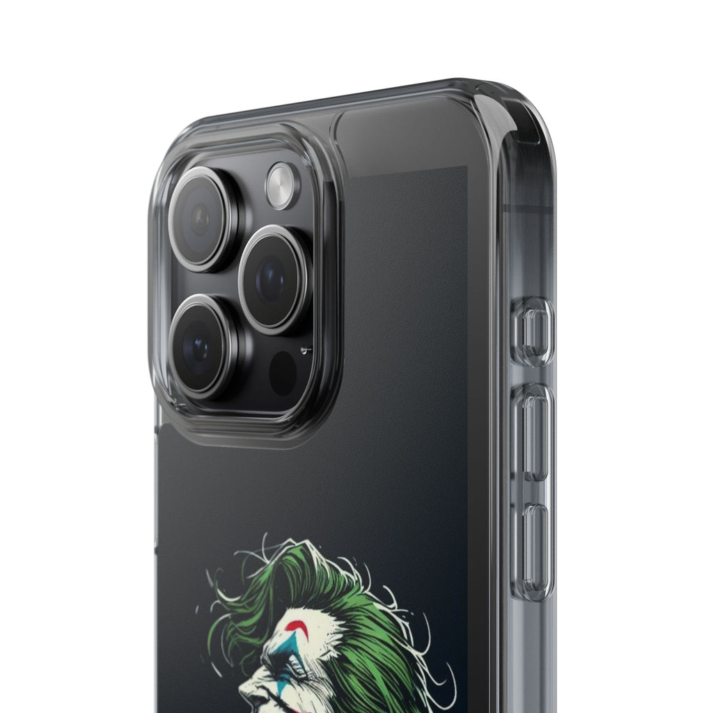 Phone Case, Comic book Inspired Design Joker Laughing, Clear Phone Cover