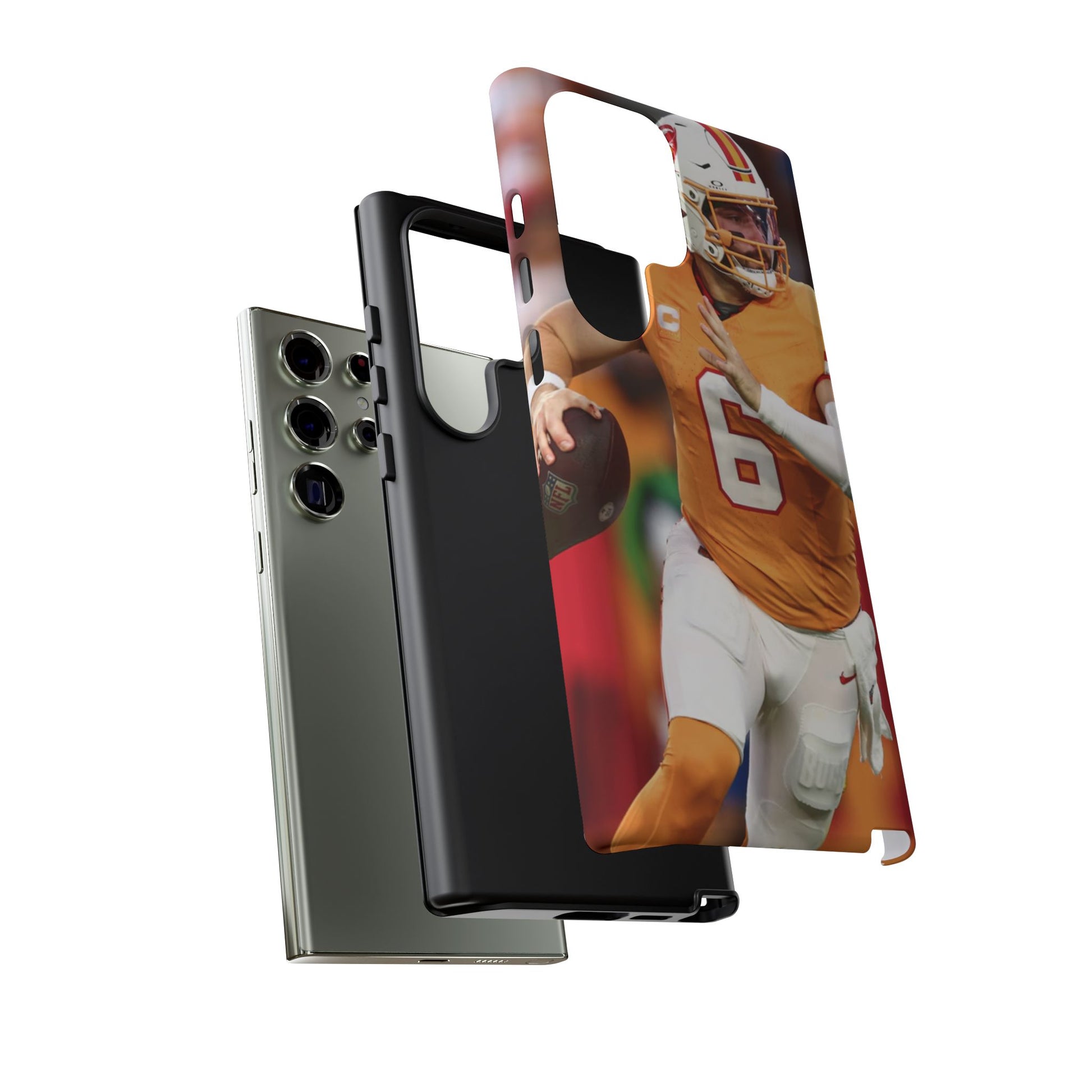 Tampa Bay Buccaneers Baker Mayfield Football Tough Cases for iPhones, Samsung, and Pixel