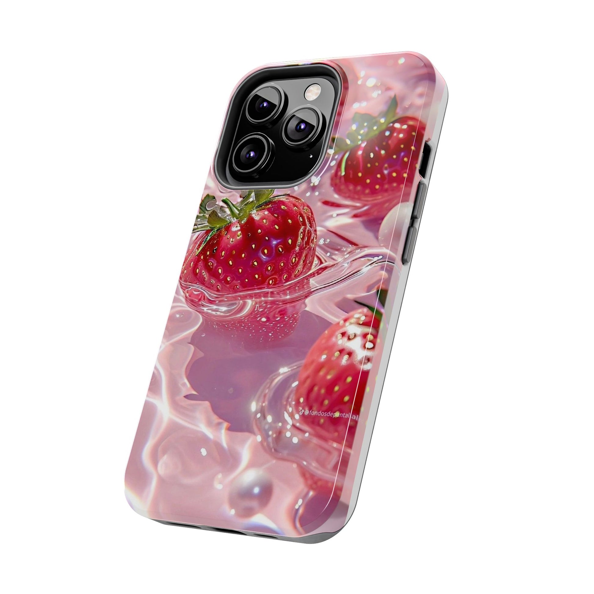 Floating Strawberries Themed Tough Phone Cases for Iphones & Samsung Phones