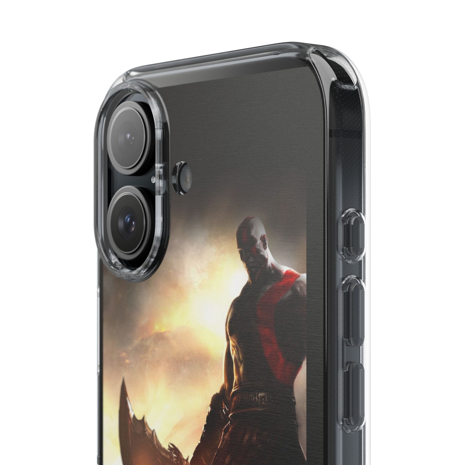 Phone Case, Gaming Inspired War God Clear Case for Gamers, PS4 Fans,