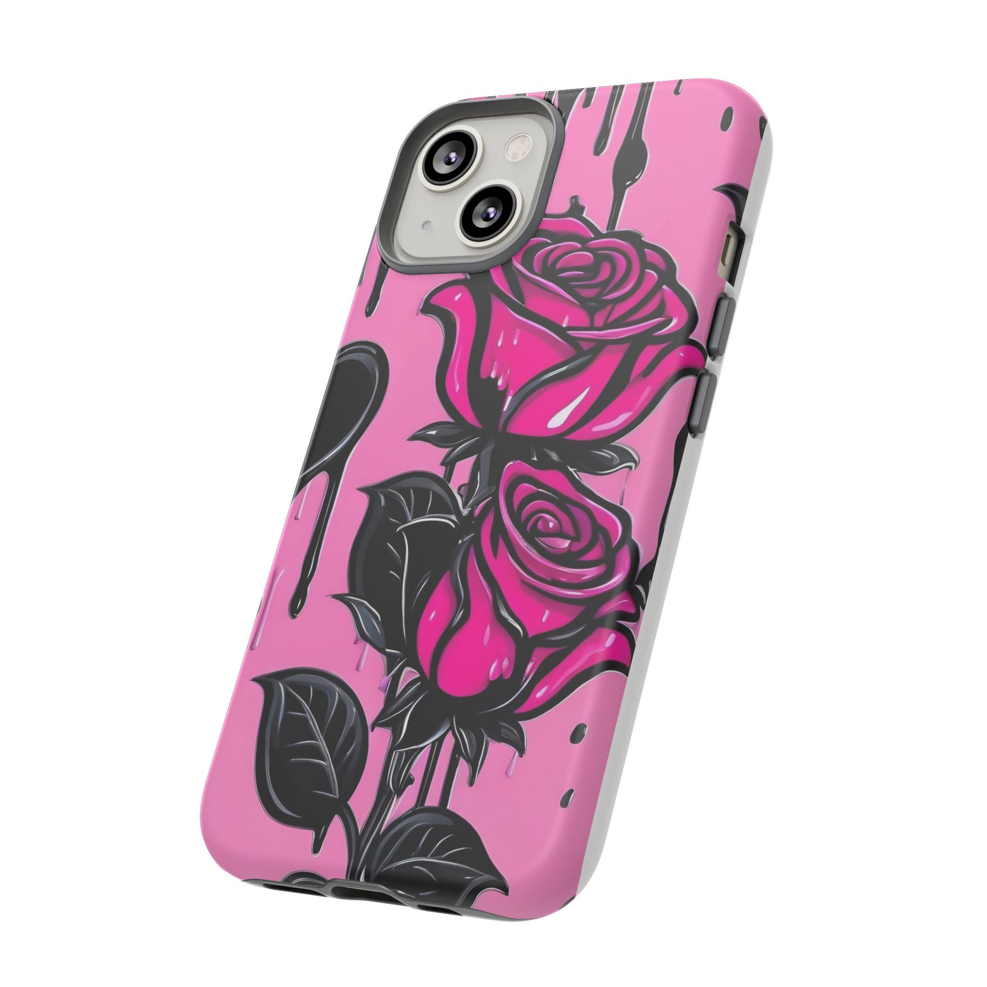 Pink Rose Tough Girly Cases for iPhones, Samsung, and Pixel