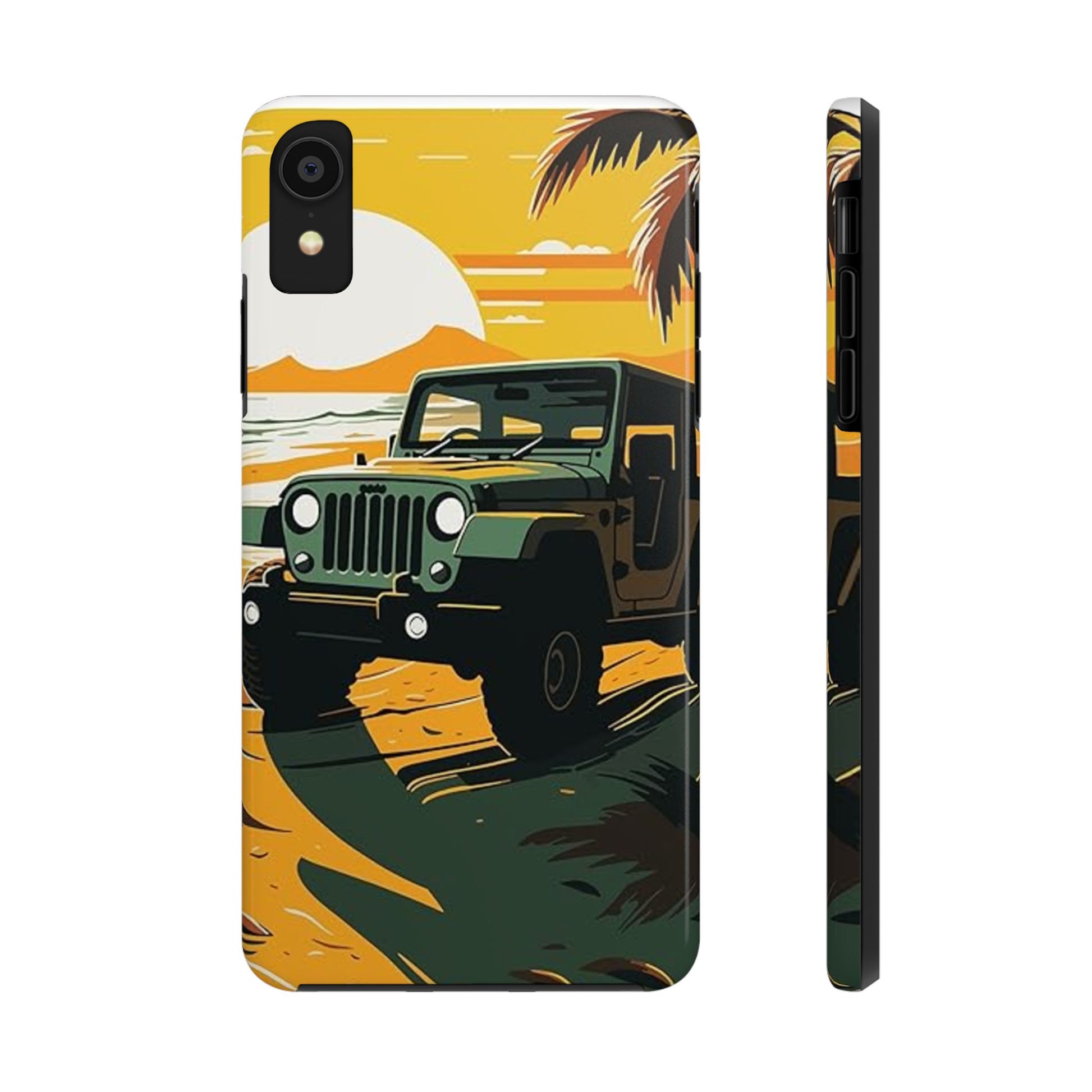 Jeep on Beach Artistic Tough Phone Cases for Iphones & Samsung Phones Durable