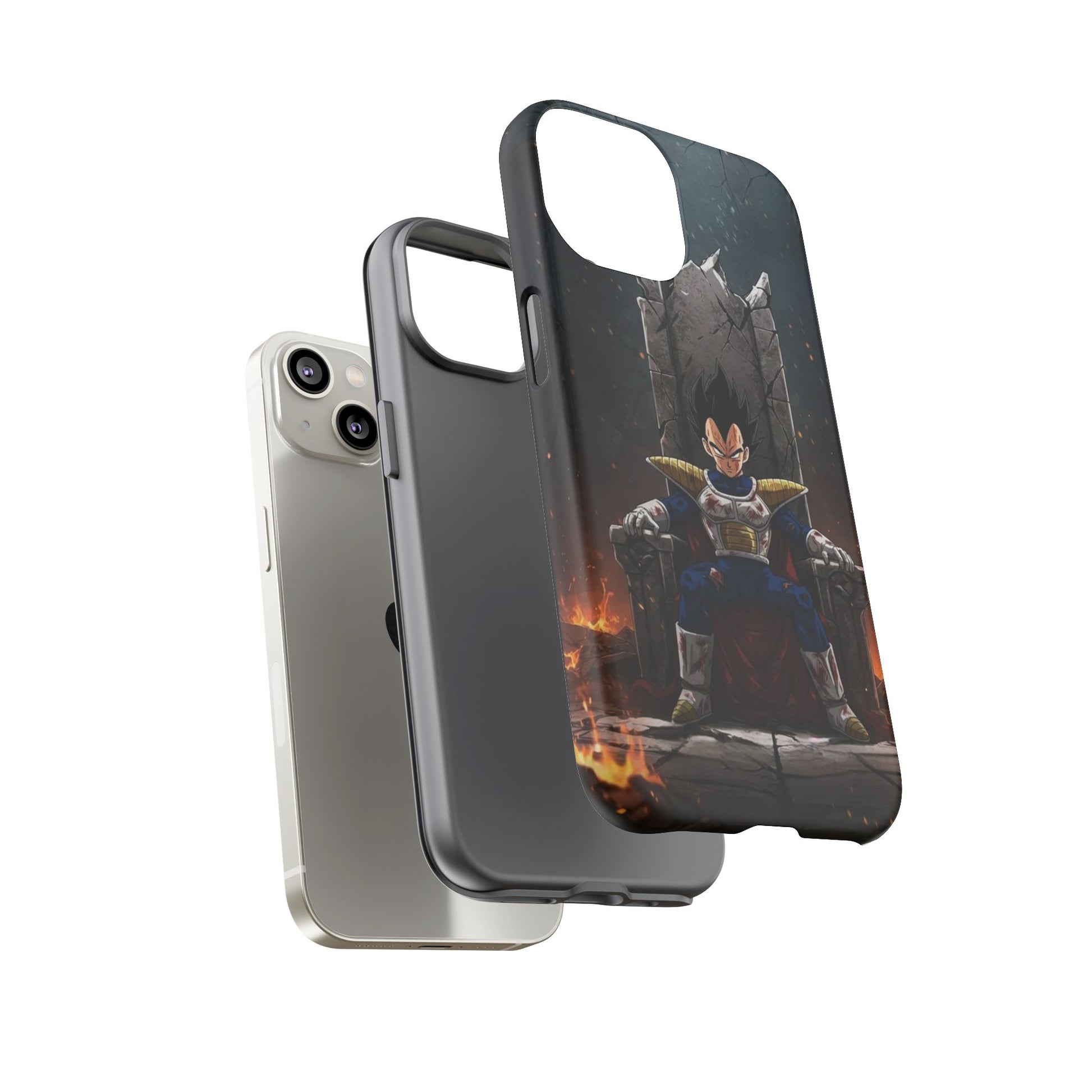 Vegeta on Throne DBZ Theme Tough Cases for iPhones, Samsung, and Pixel
