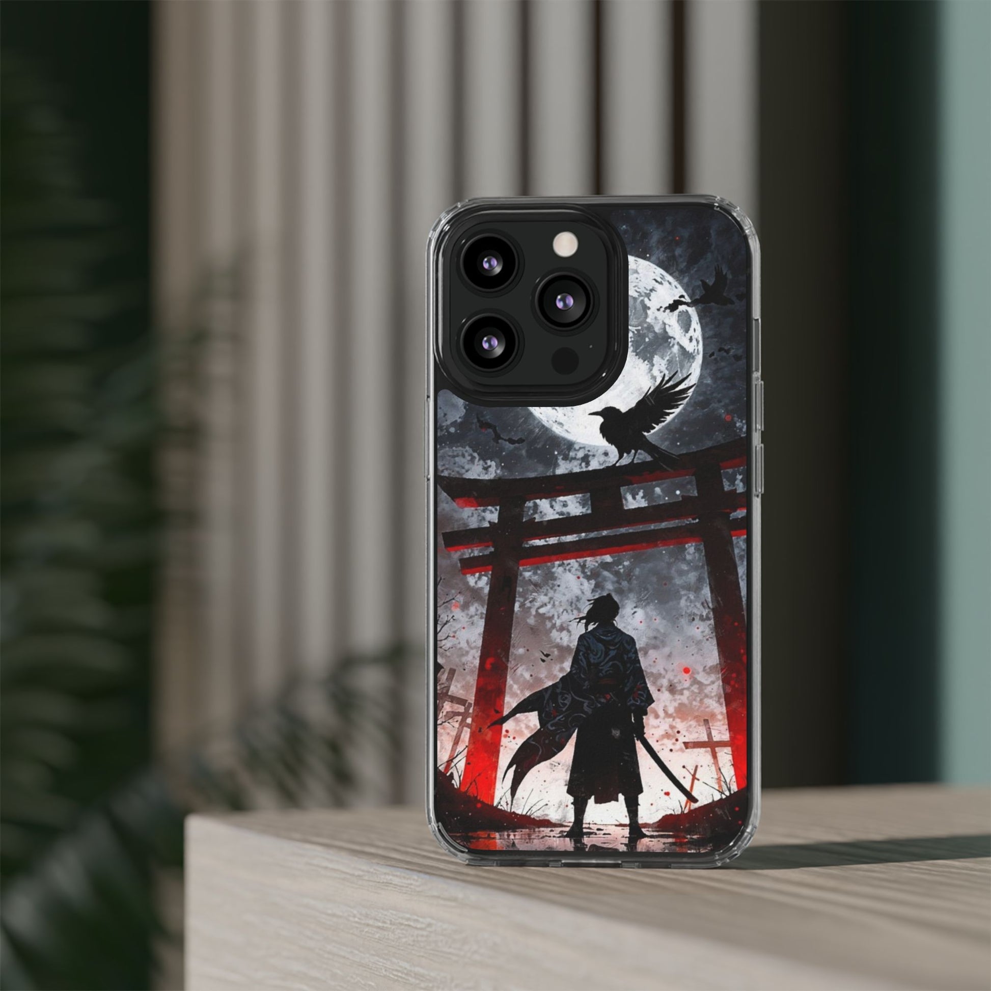 The Lone Samurai and Crow Design case for Iphone and Samsung phones