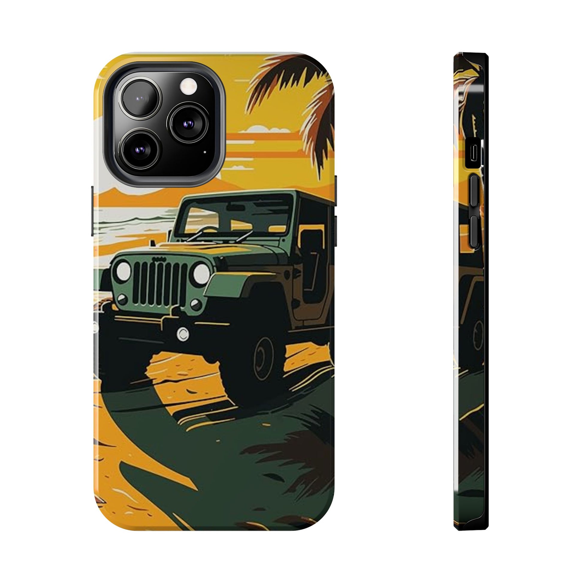 Jeep on Beach Artistic Tough Phone Cases for Iphones & Samsung Phones Durable