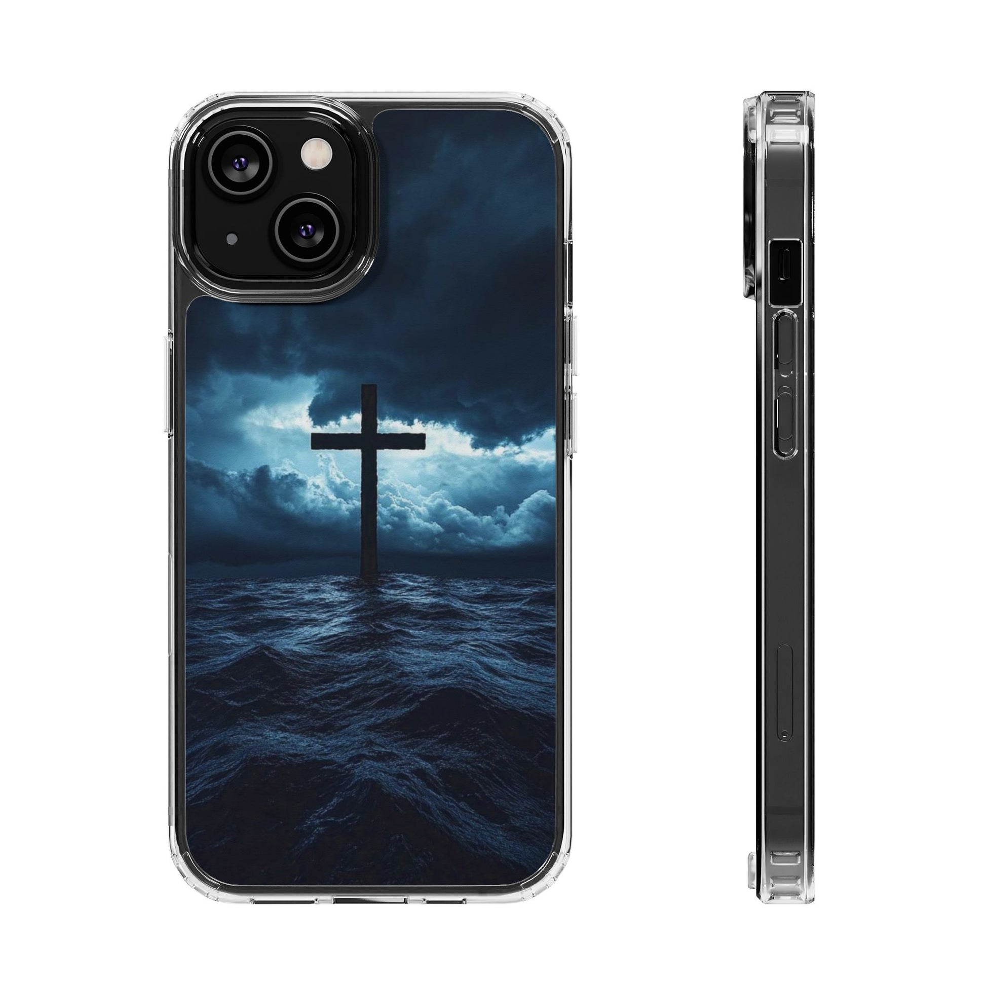 Christian Cross Storm Clear Case - Religious iPhone Samsung Cover, Faith Phone