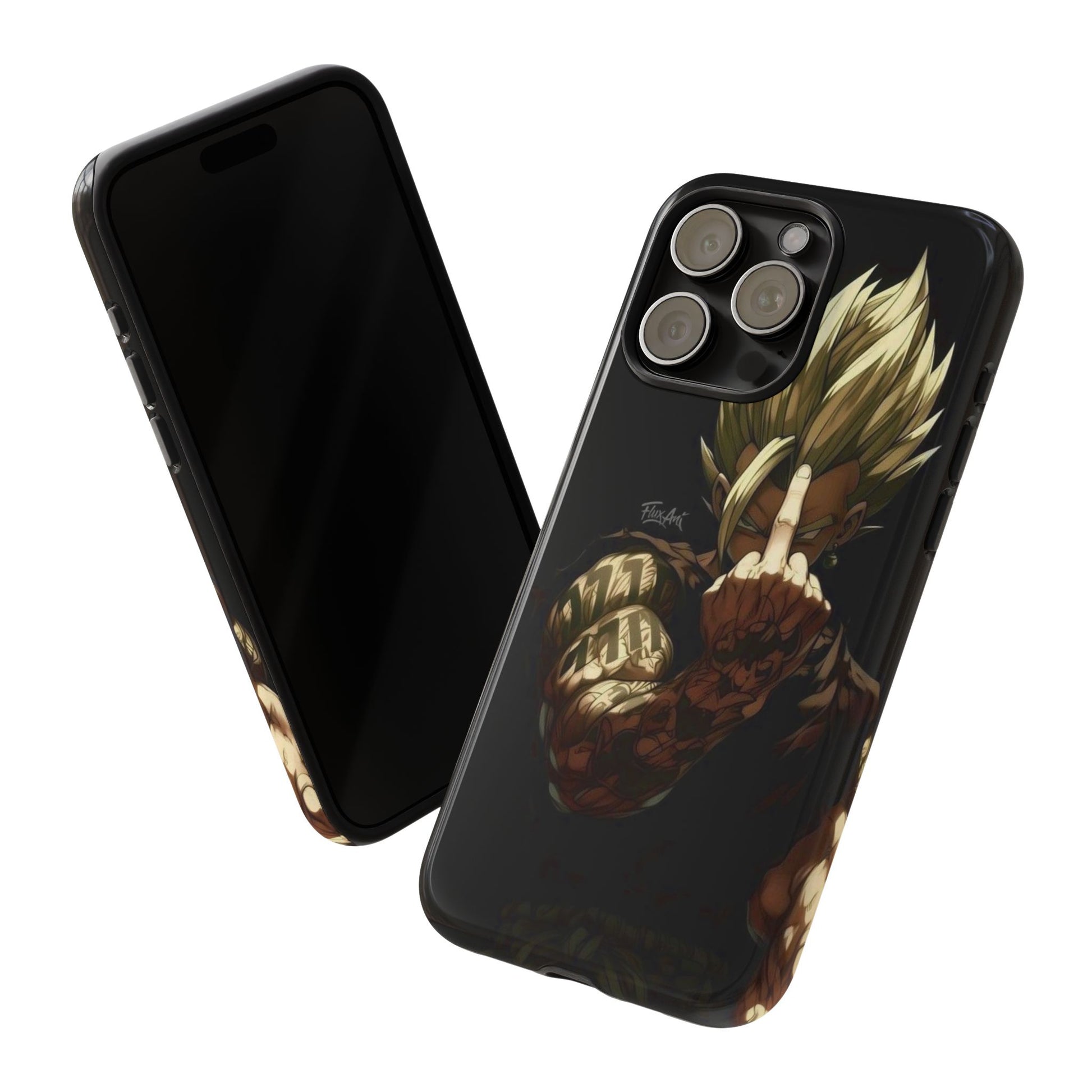 Middle Finger SS Goku Dragon Ball Z Tough Cases for iPhones, Samsung, and Pixel