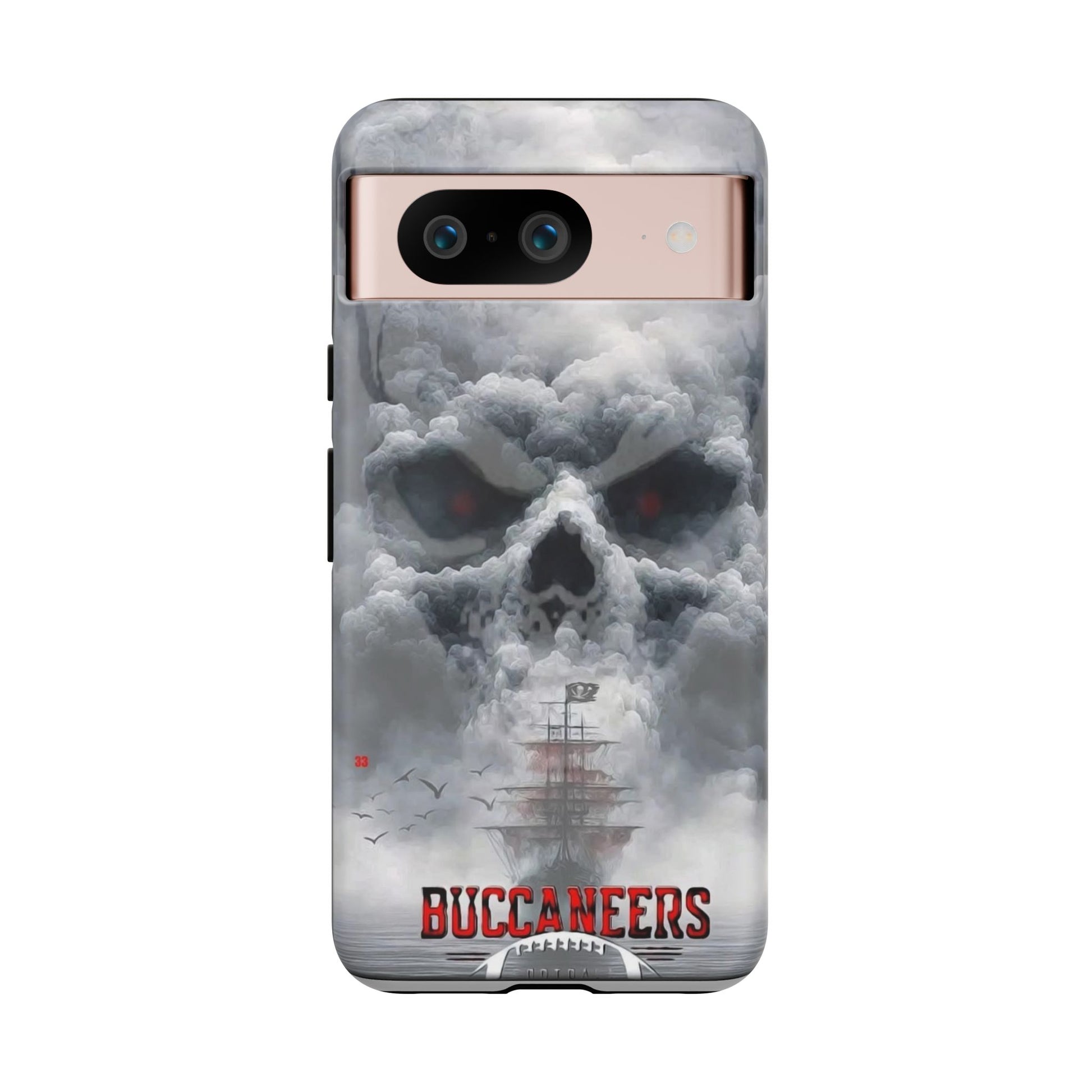 Skull Pirate Ship Football Buccaneers Tough Cases for iPhones, Samsung, and Pixel