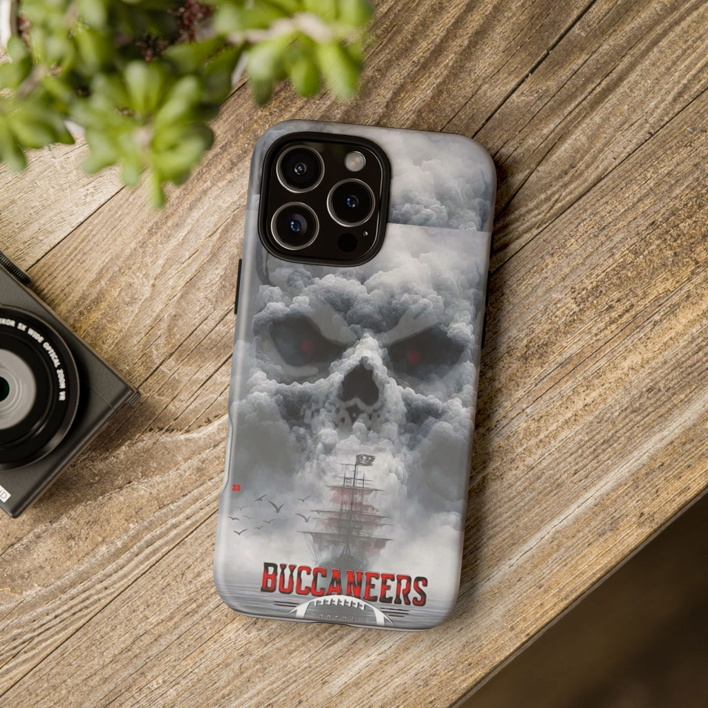 Skull Pirate Ship Football Buccaneers Tough Cases for iPhones, Samsung, and Pixel