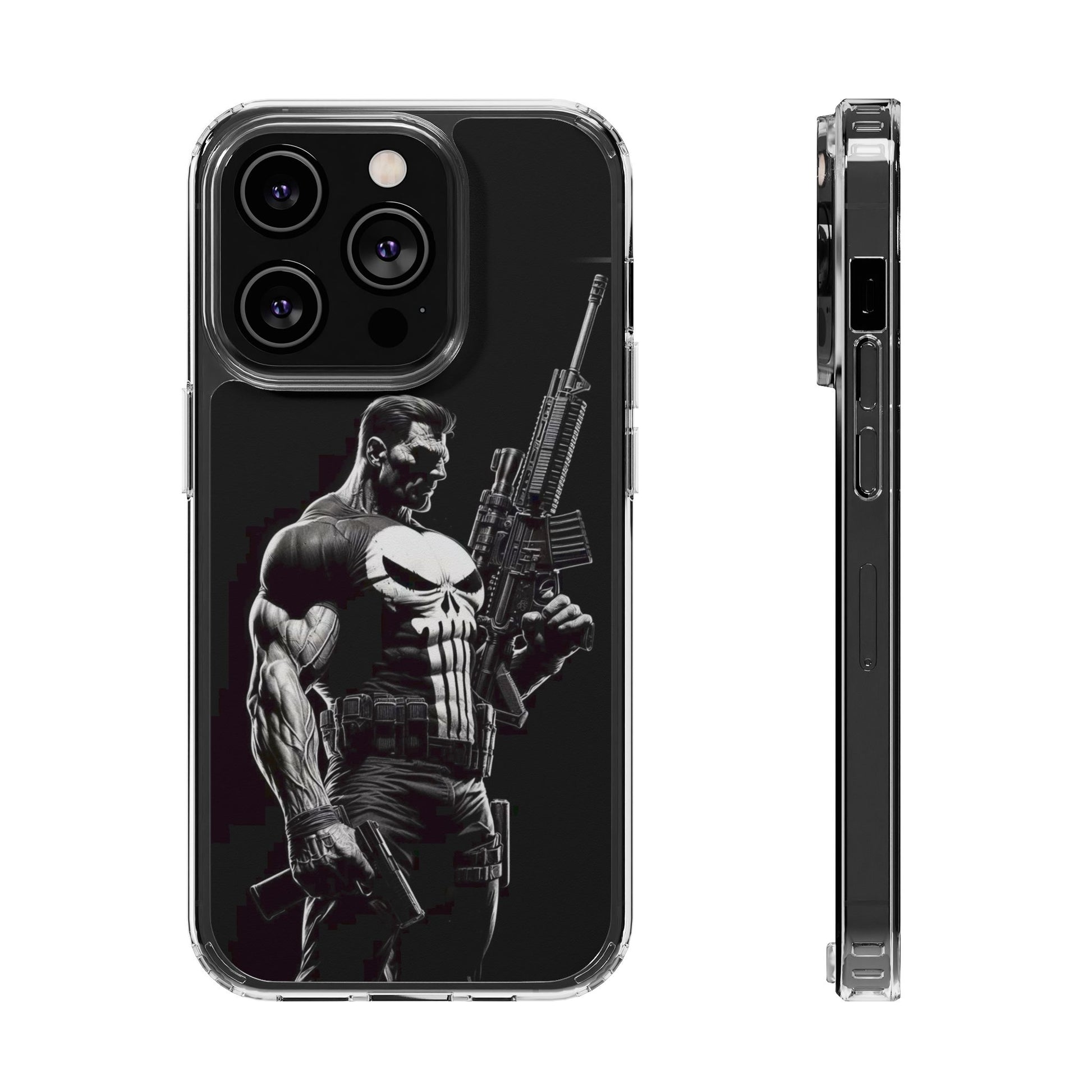 Phone Case, Comic book Inspired Design Punisher, Clear Phone Cover, Funny