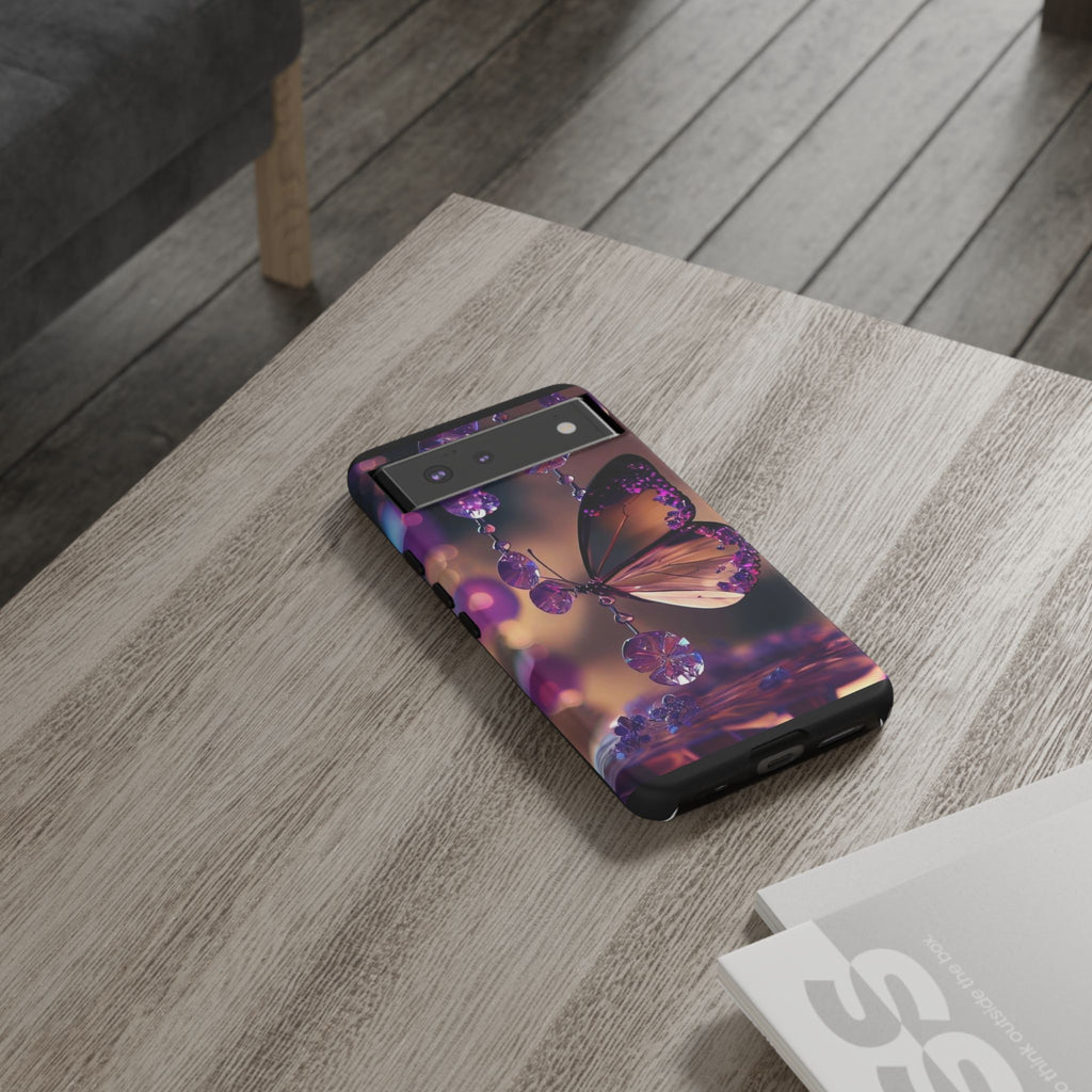 Purple Butterfly Tough Cases for iPhones, Samsung, and Pixel