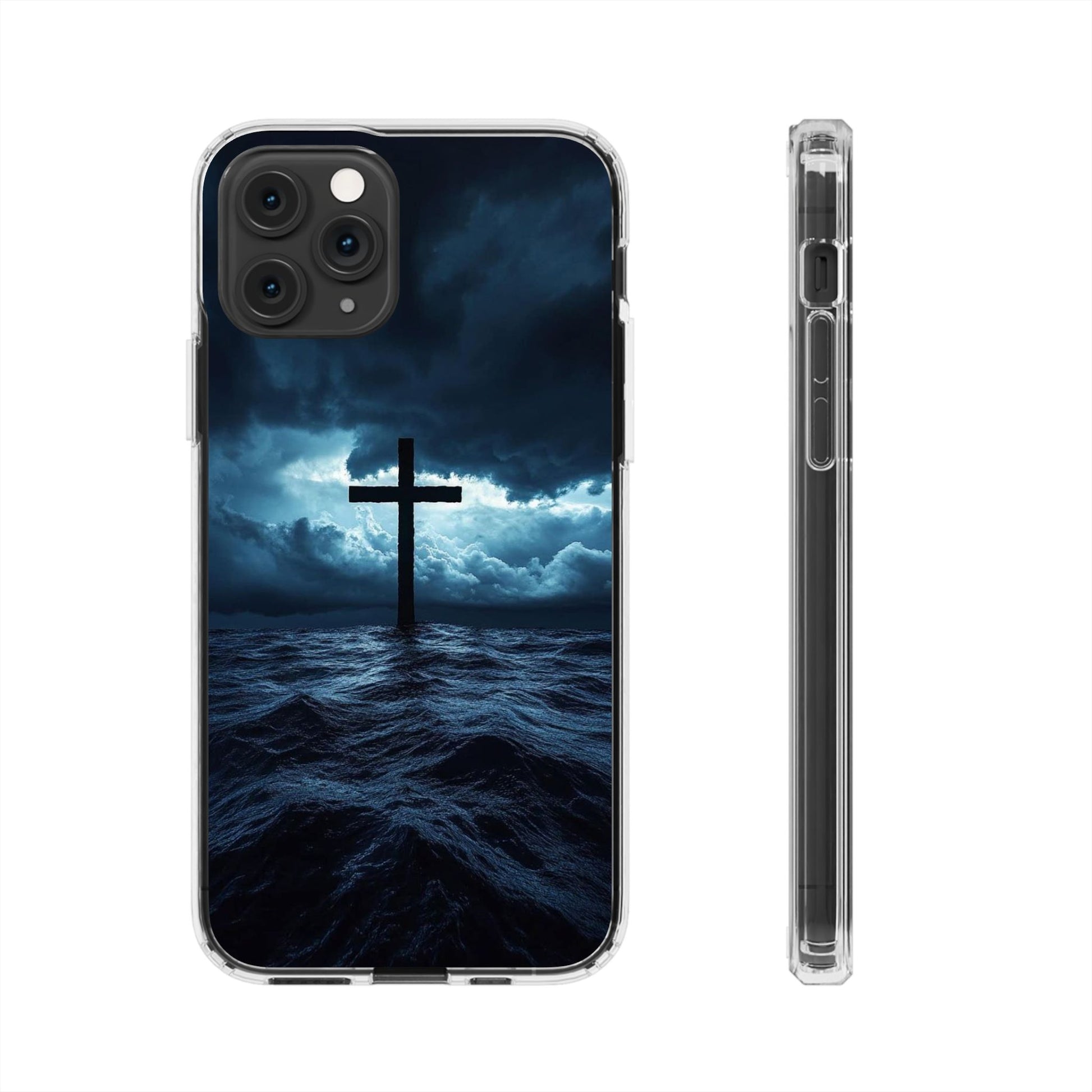 Christian Cross Storm Clear Case - Religious iPhone Samsung Cover, Faith Phone