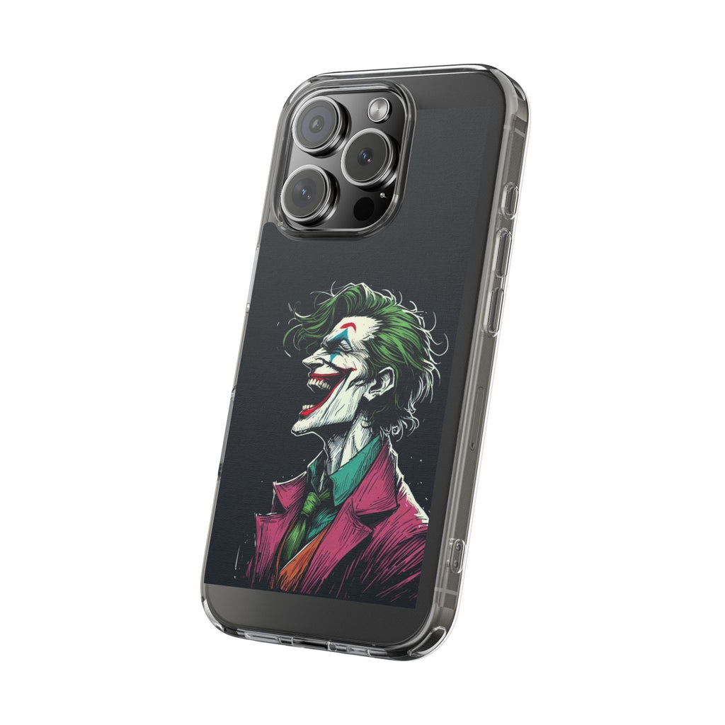 Phone Case, Comic book Inspired Design Joker Laughing, Clear Phone Cover