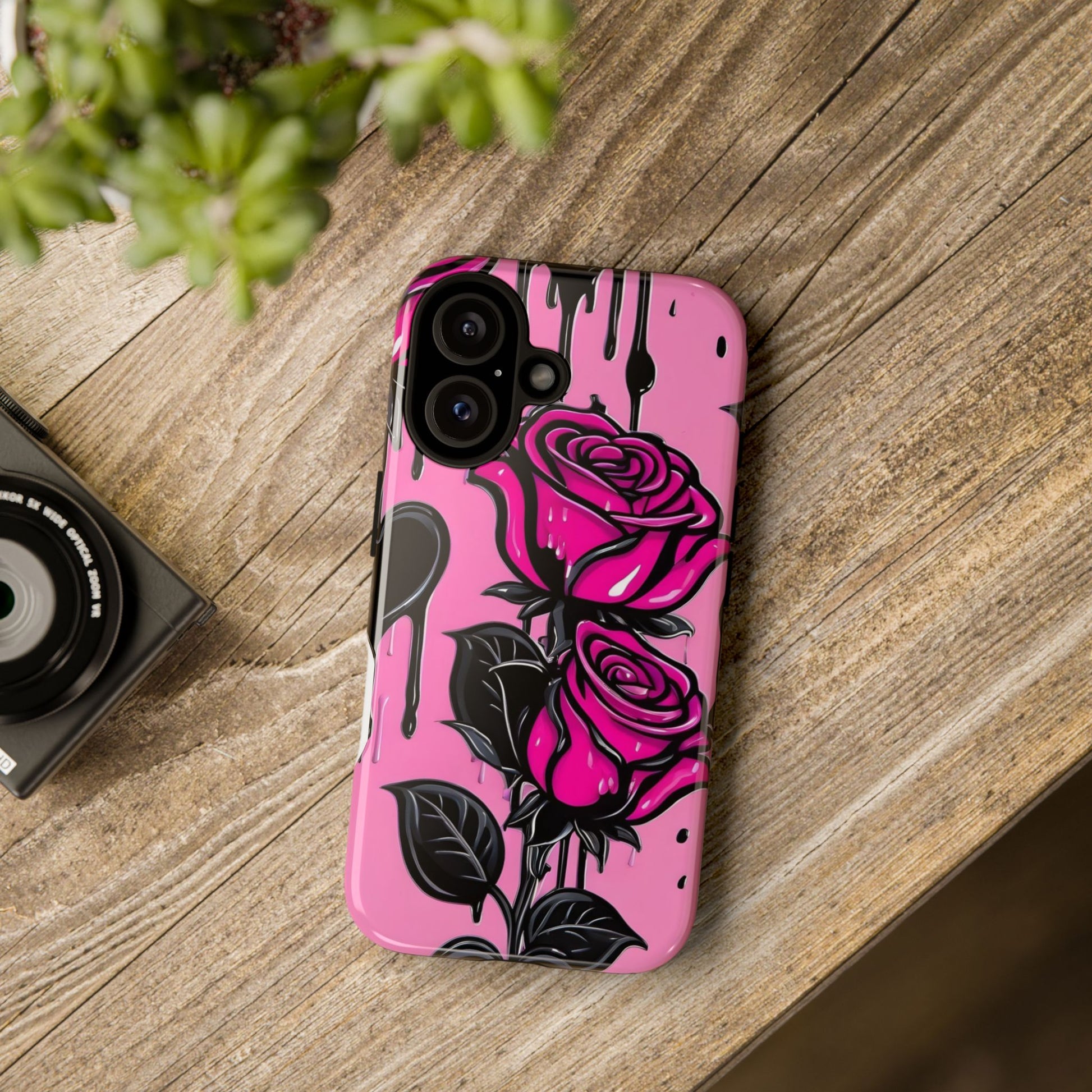 Pink Rose Tough Girly Cases for iPhones, Samsung, and Pixel