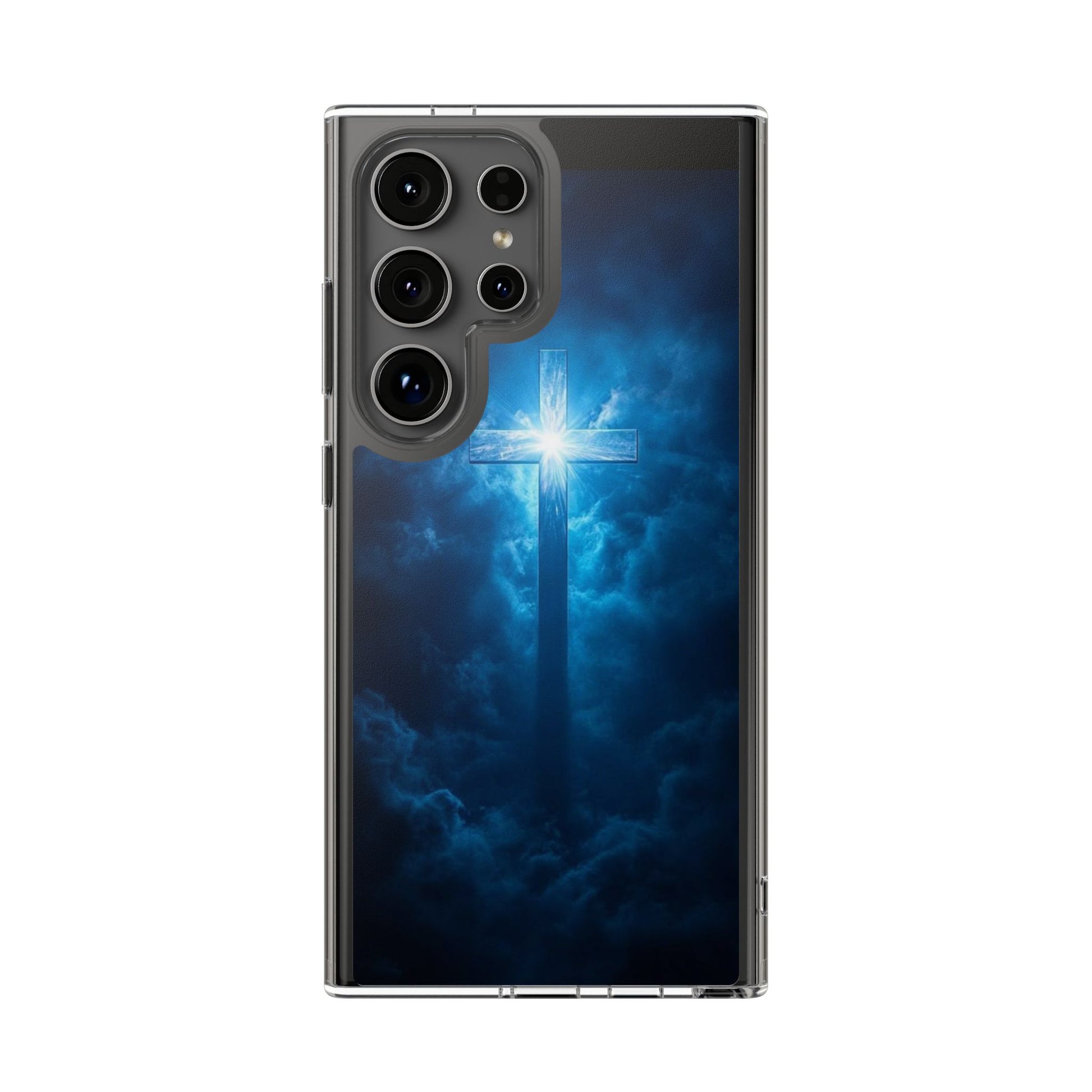 Religious Phone Case, Christian Cross in Clouds Art, Phone Accessories, Samsung
