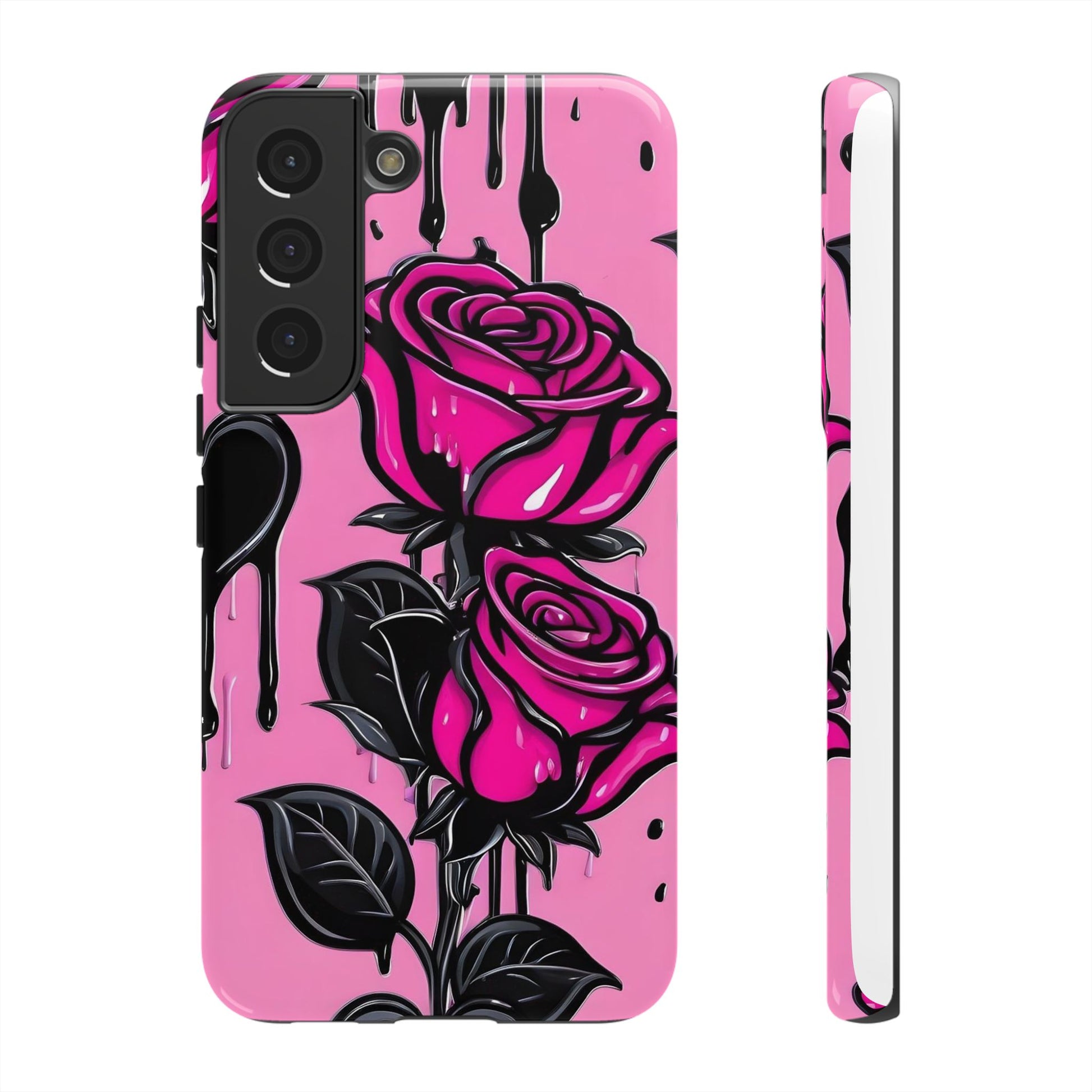 Pink Rose Tough Girly Cases for iPhones, Samsung, and Pixel