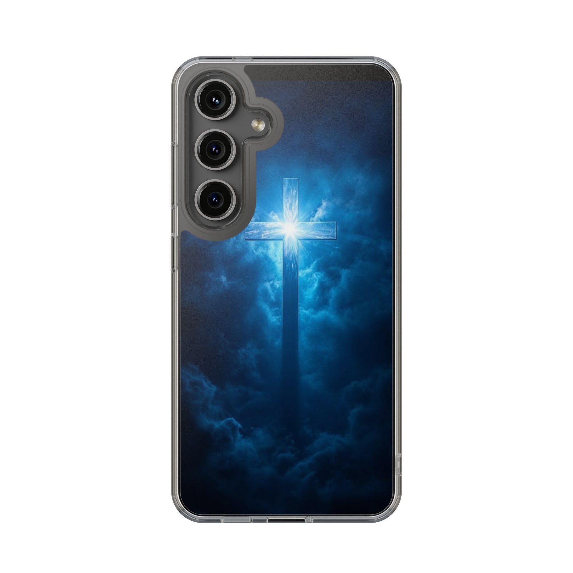 Religious Phone Case, Christian Cross in Clouds Art, Phone Accessories, Samsung