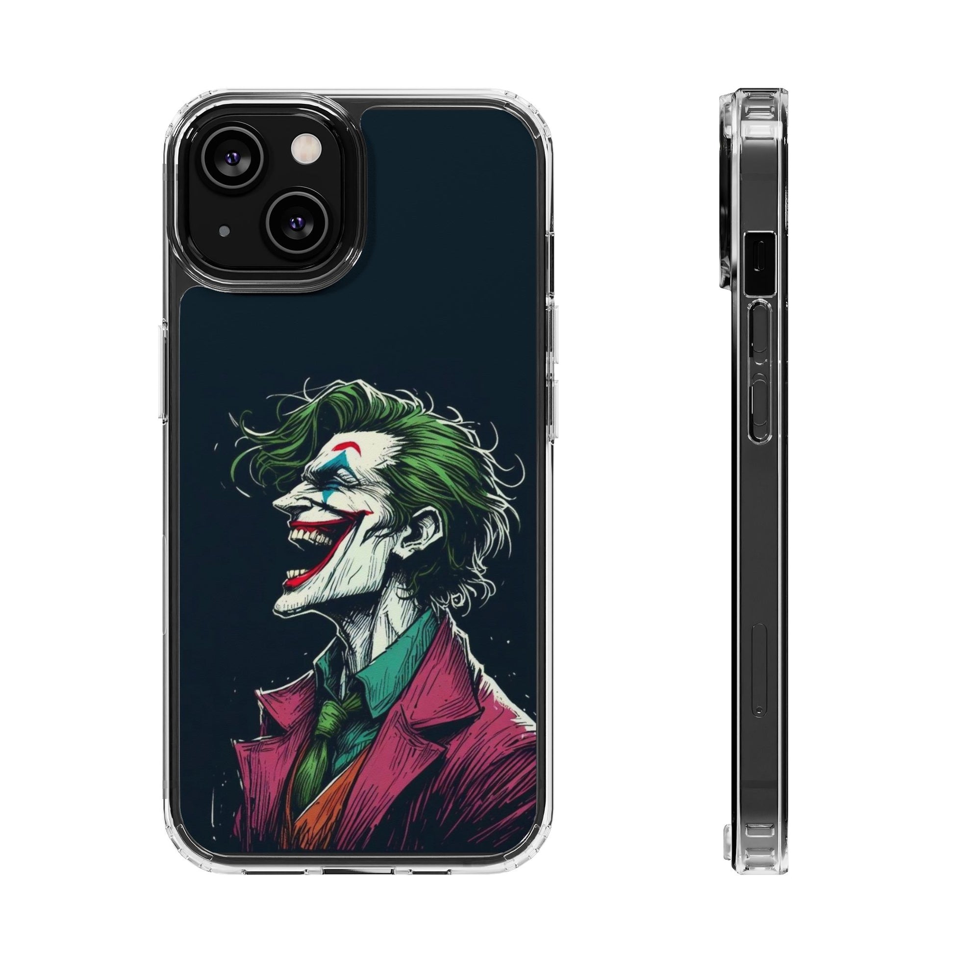 Phone Case, Comic book Inspired Design Joker Laughing, Clear Phone Cover