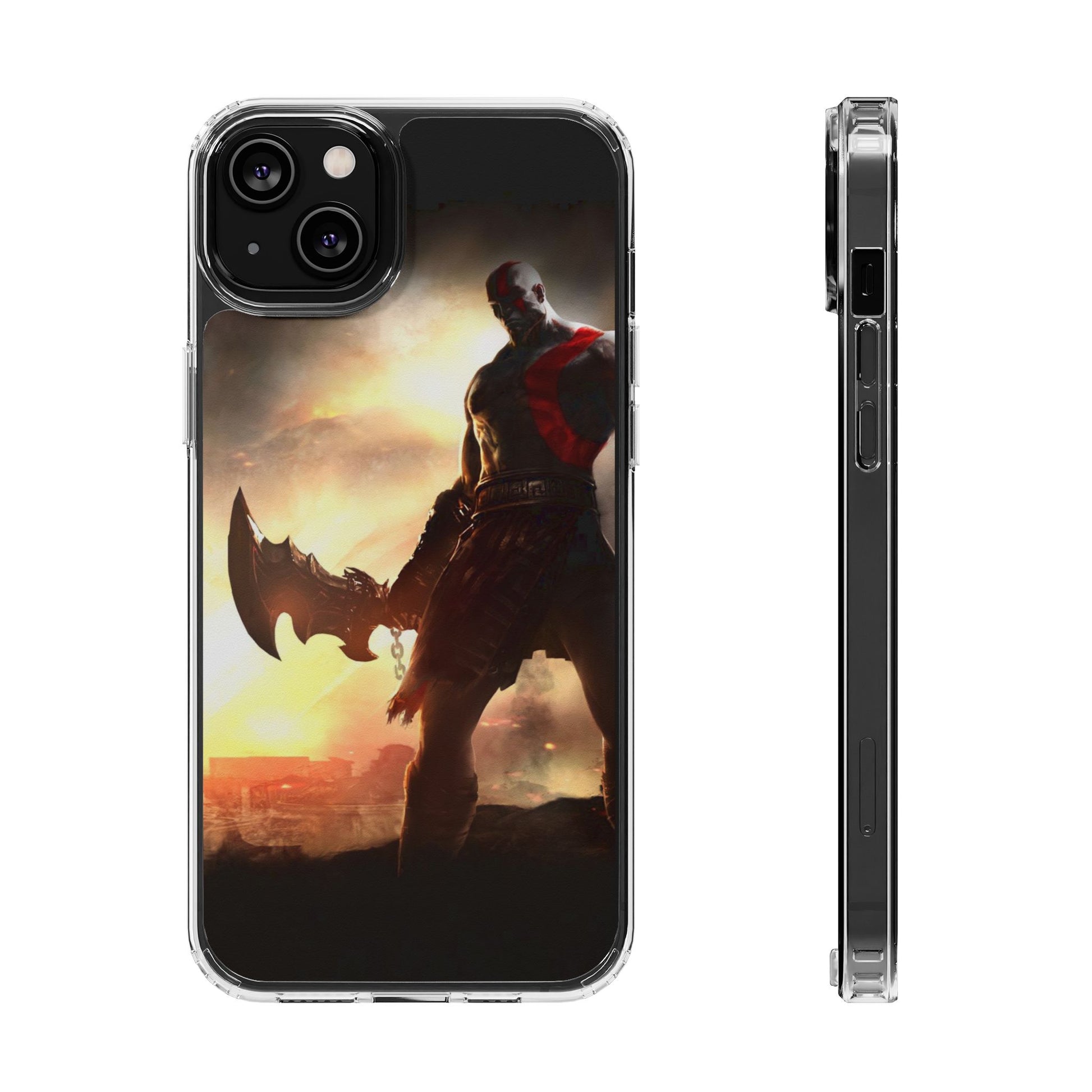 Phone Case, Gaming Inspired War God Clear Case for Gamers, PS4 Fans,