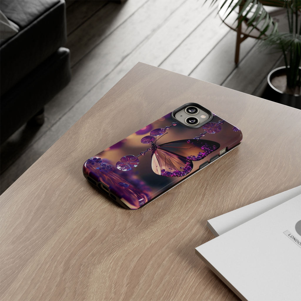 Purple Butterfly Tough Cases for iPhones, Samsung, and Pixel