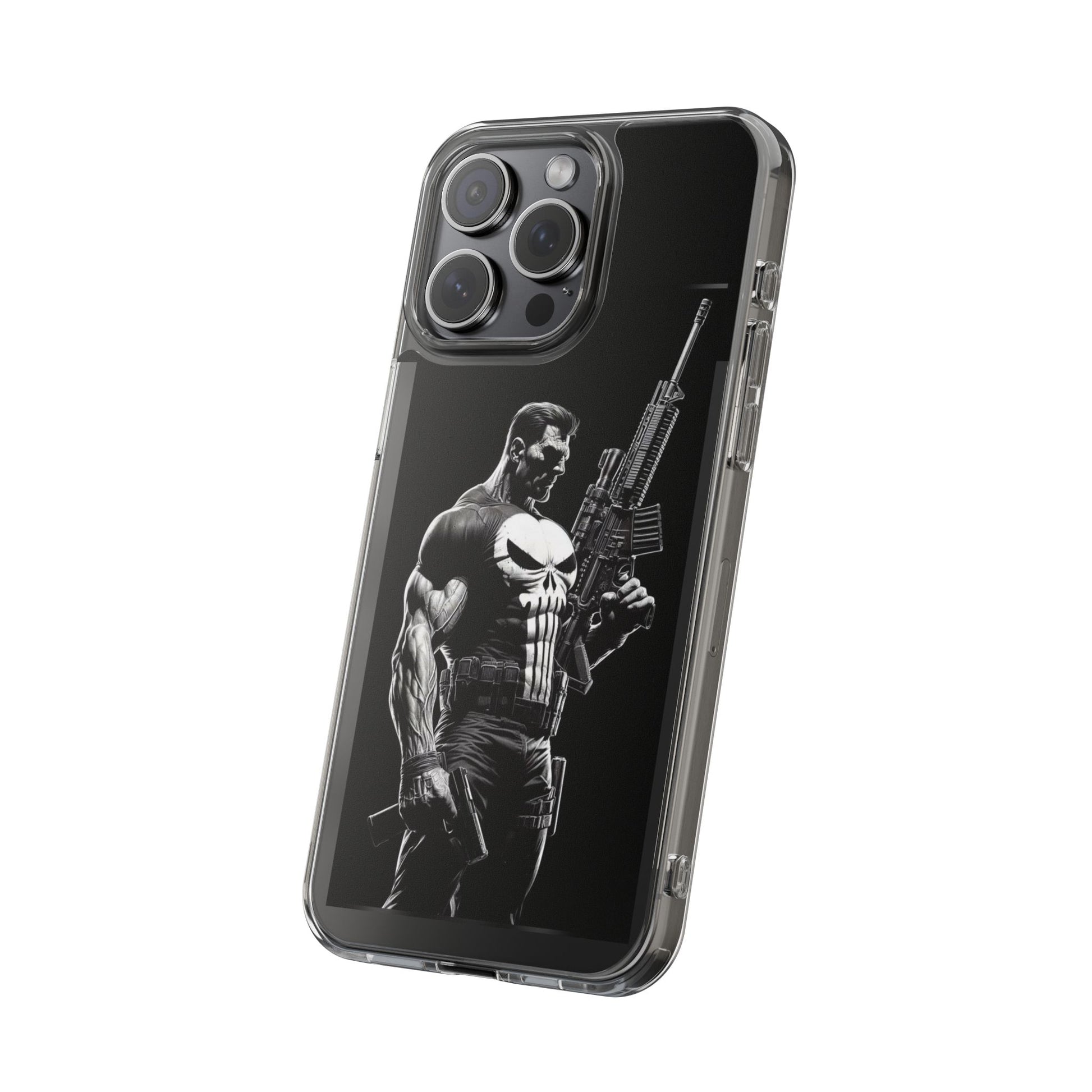 Phone Case, Comic book Inspired Design Punisher, Clear Phone Cover, Funny