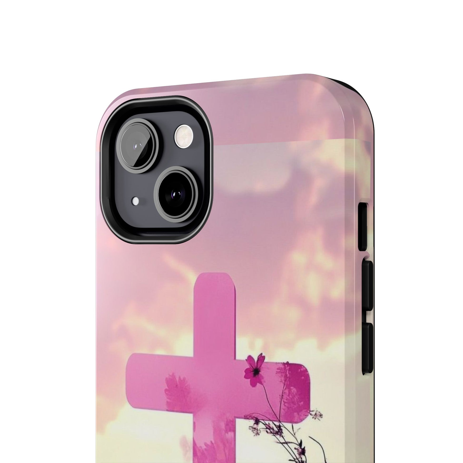 Pink Cross in Field Christian Theme Phone Cases for iPhones & Samsung Phones