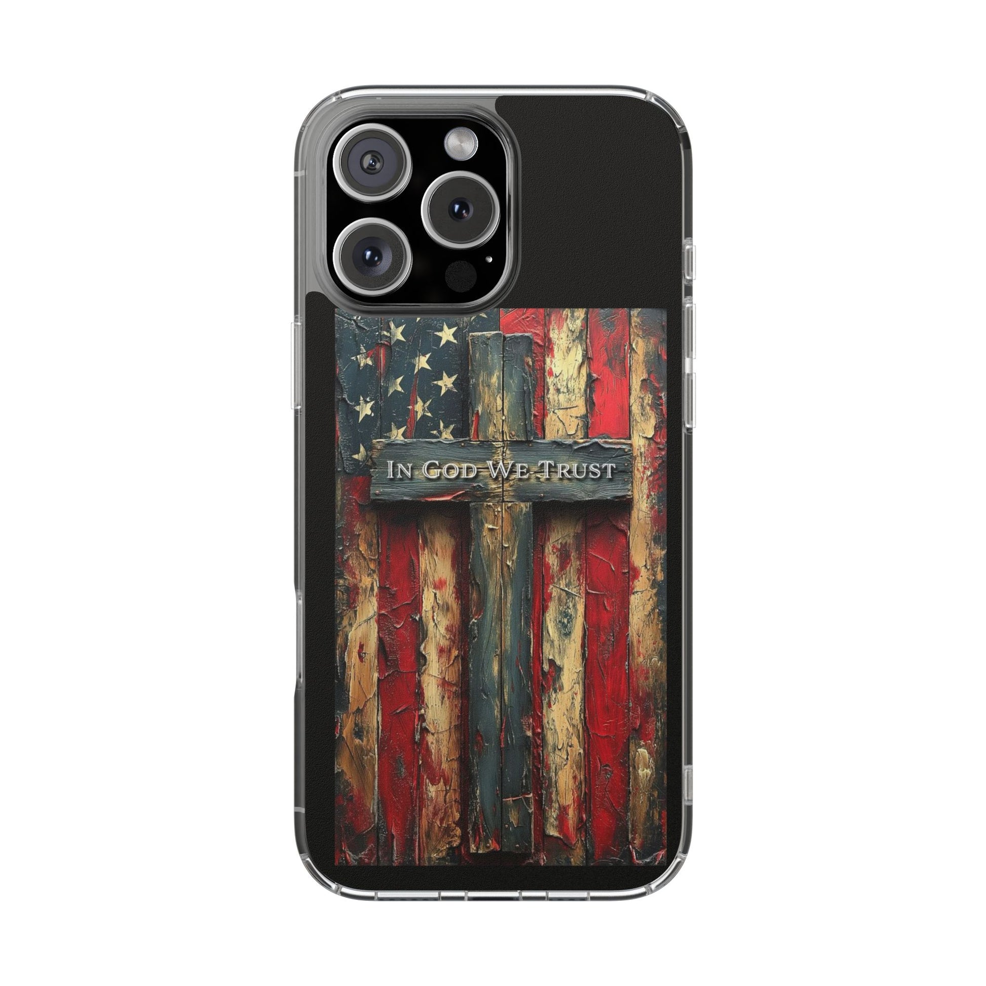 In God We Trust American Flag Clear Case for Iphone Samsung, Religious